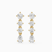 Willow Round and Pear Lab Grown Diamond Linear Drop Earrings
