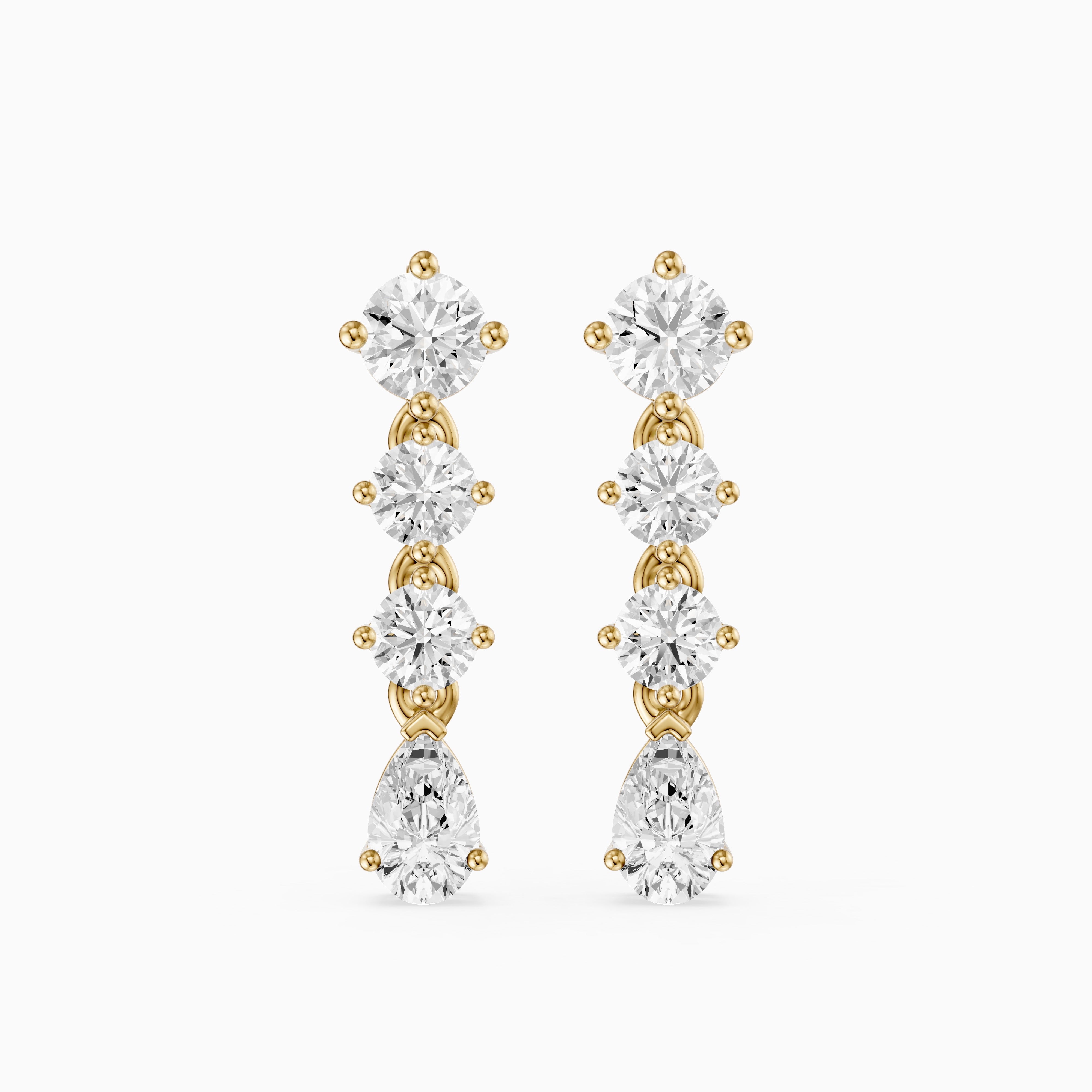 Willow Round and Pear Lab Grown Diamond Linear Drop Earrings