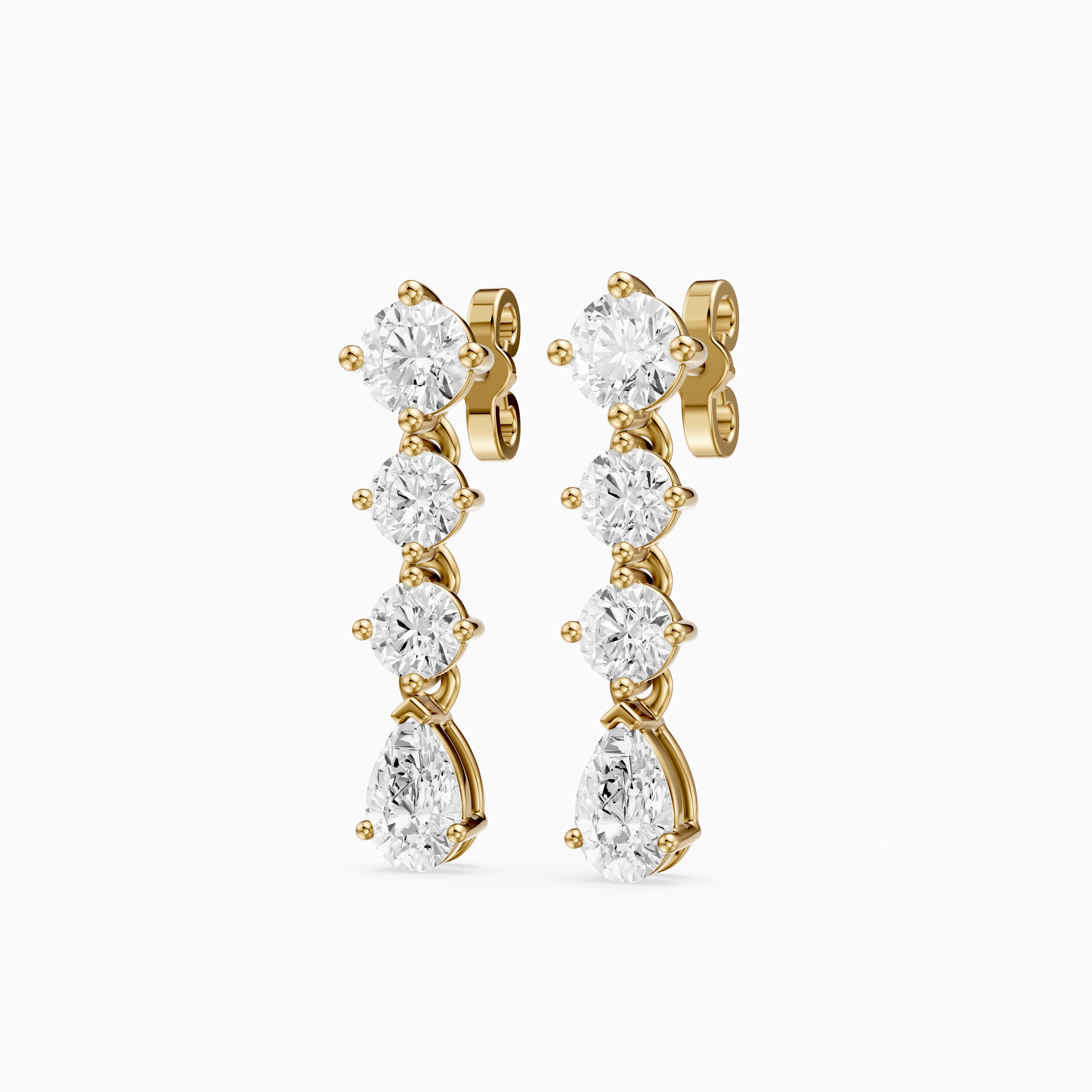 Willow Round and Pear Lab Grown Diamond Linear Drop Earrings