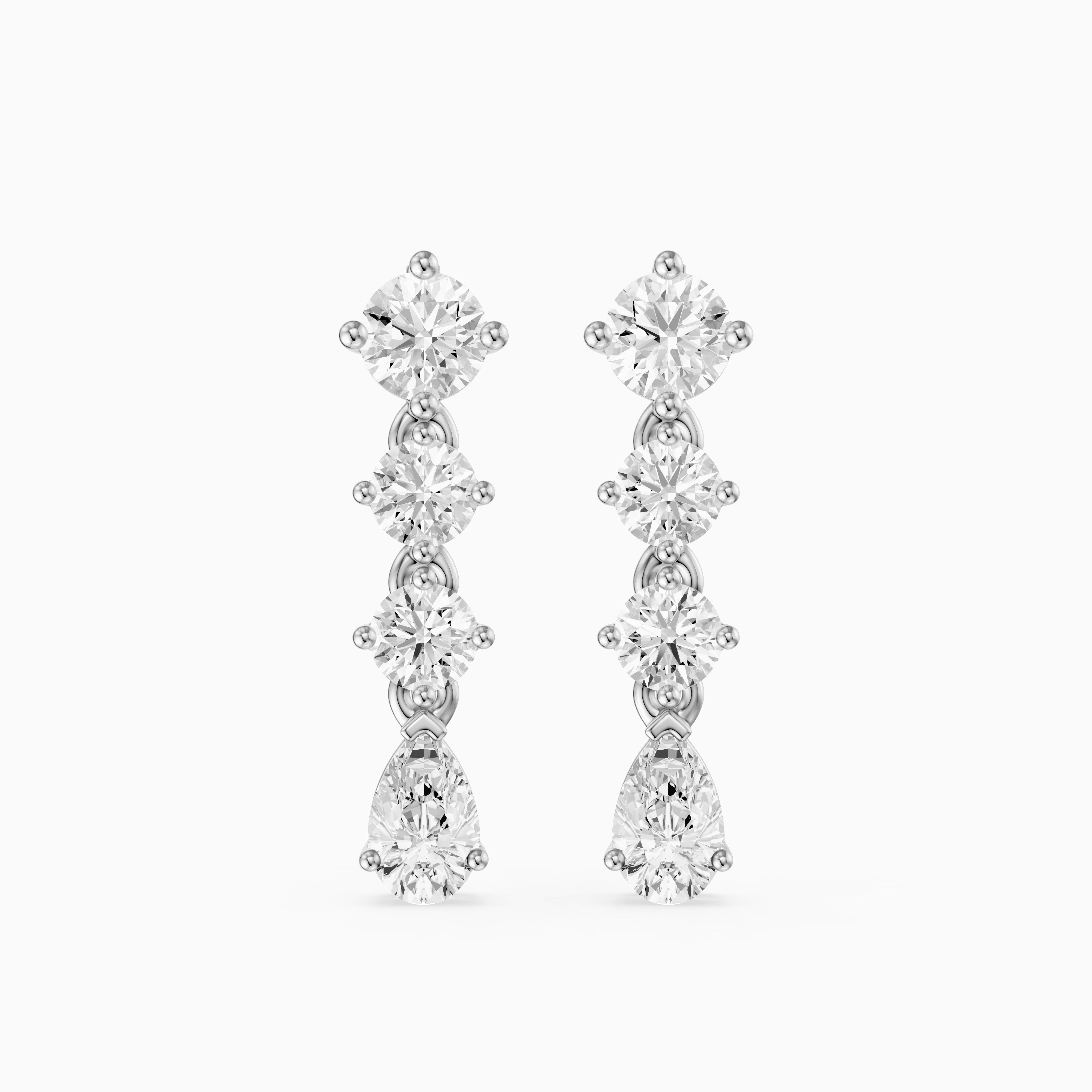 Willow Round and Pear Lab Grown Diamond Linear Drop Earrings