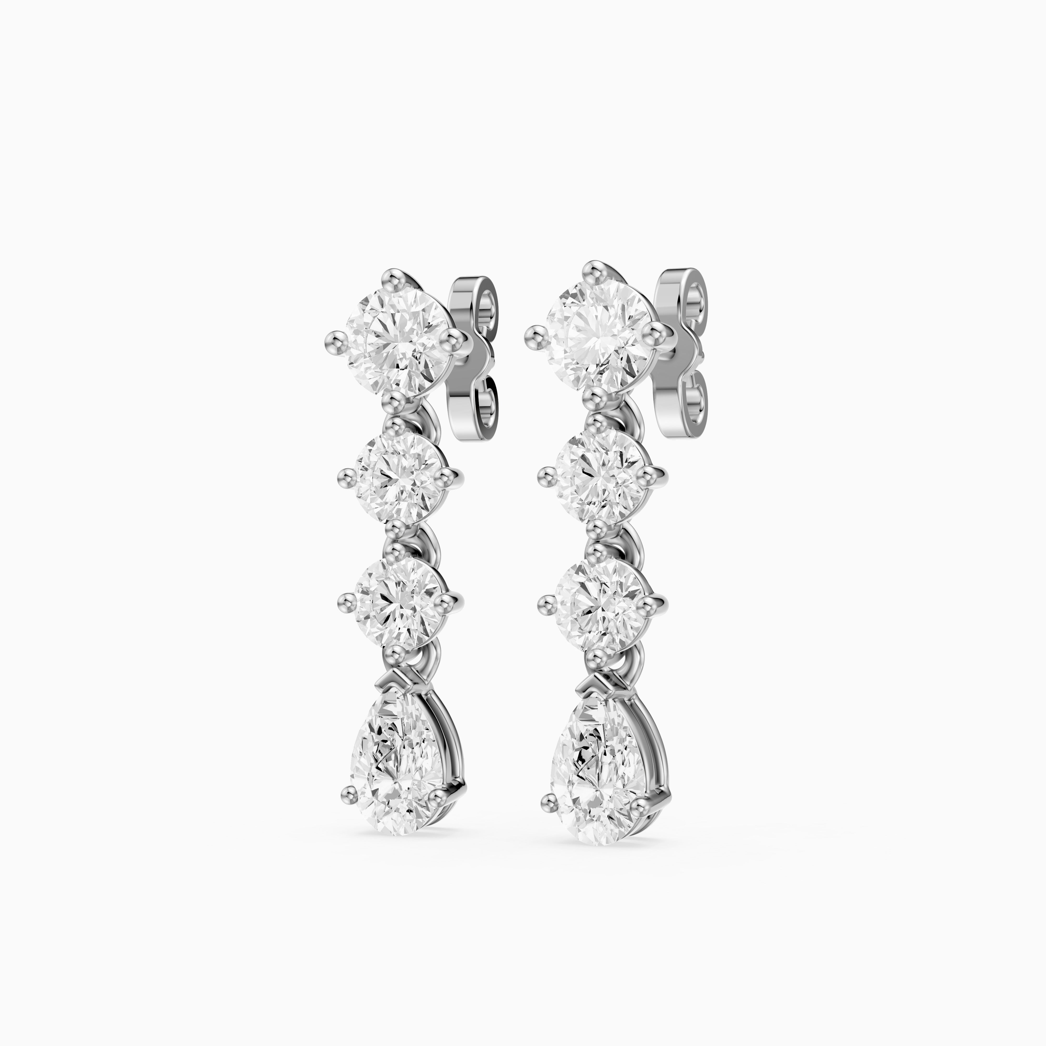 Willow Round and Pear Lab Grown Diamond Linear Drop Earrings