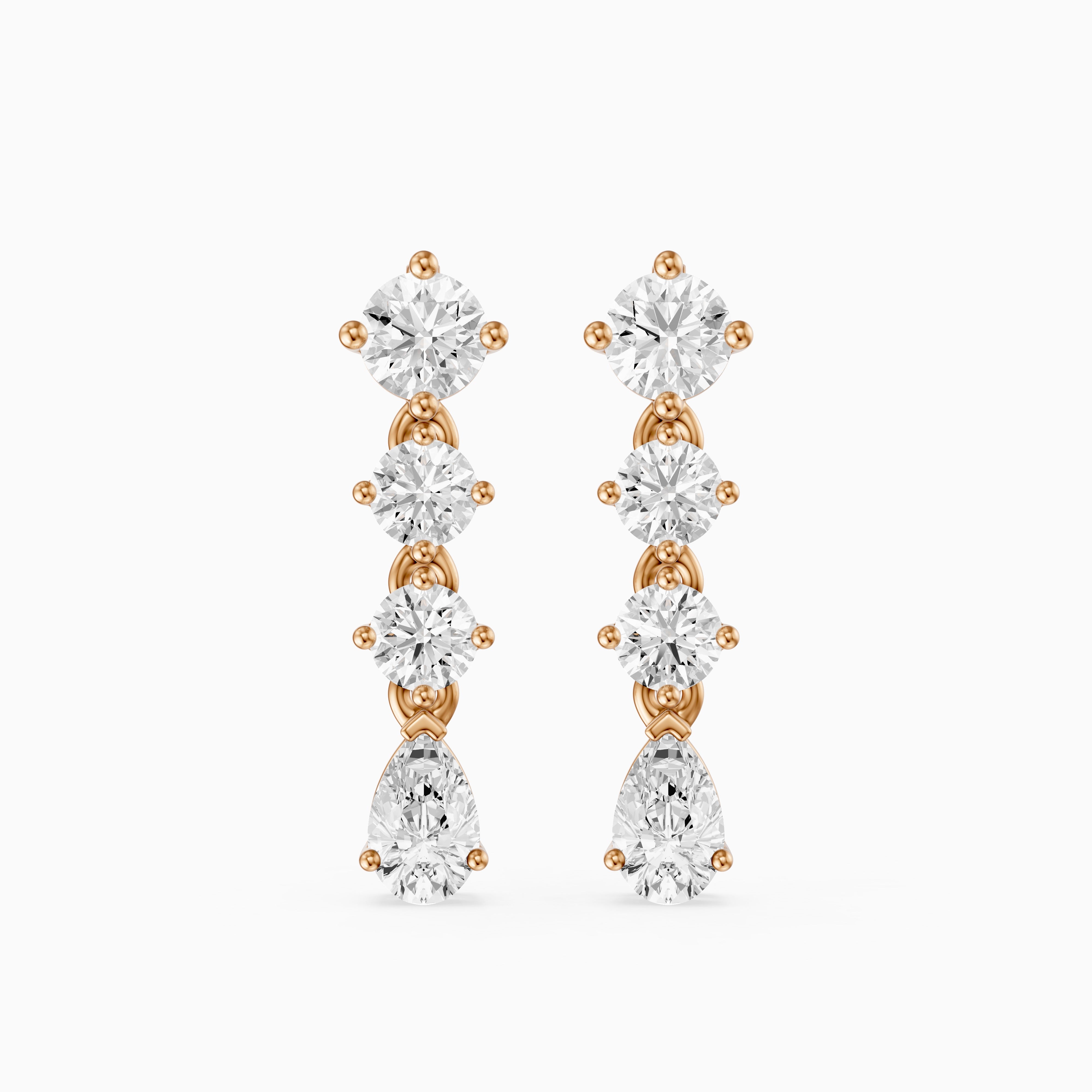 Willow Round and Pear Lab Grown Diamond Linear Drop Earrings