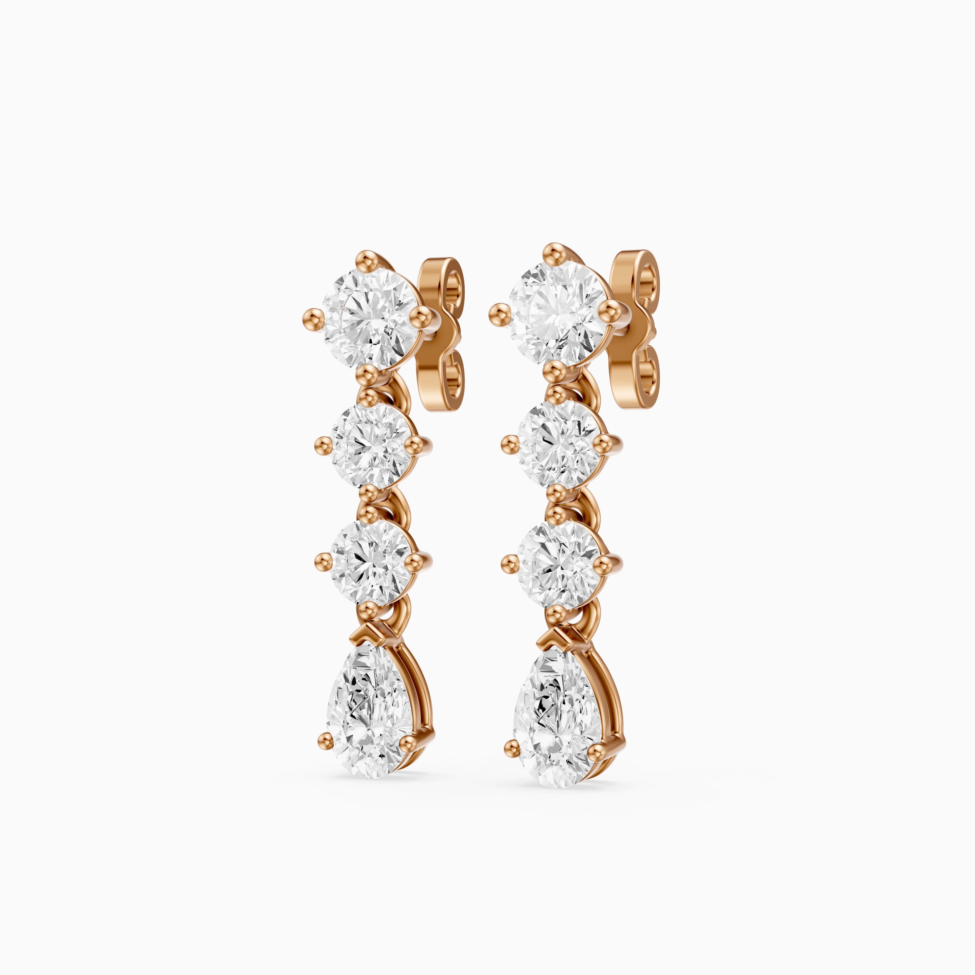 Willow Round and Pear Lab Grown Diamond Linear Drop Earrings