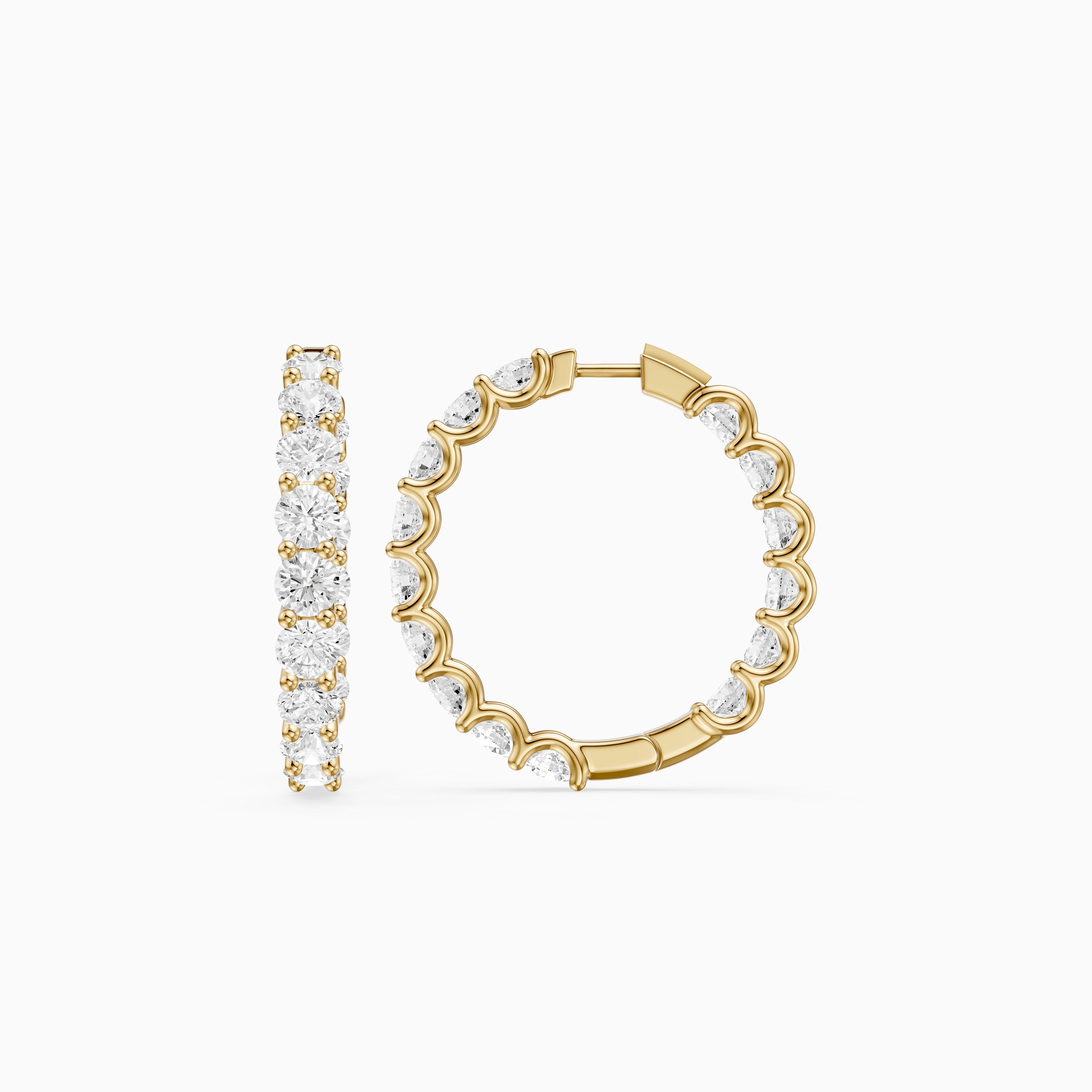 Maia Round Lab Grown Diamond Eternity U-Prong Hoop Earrings