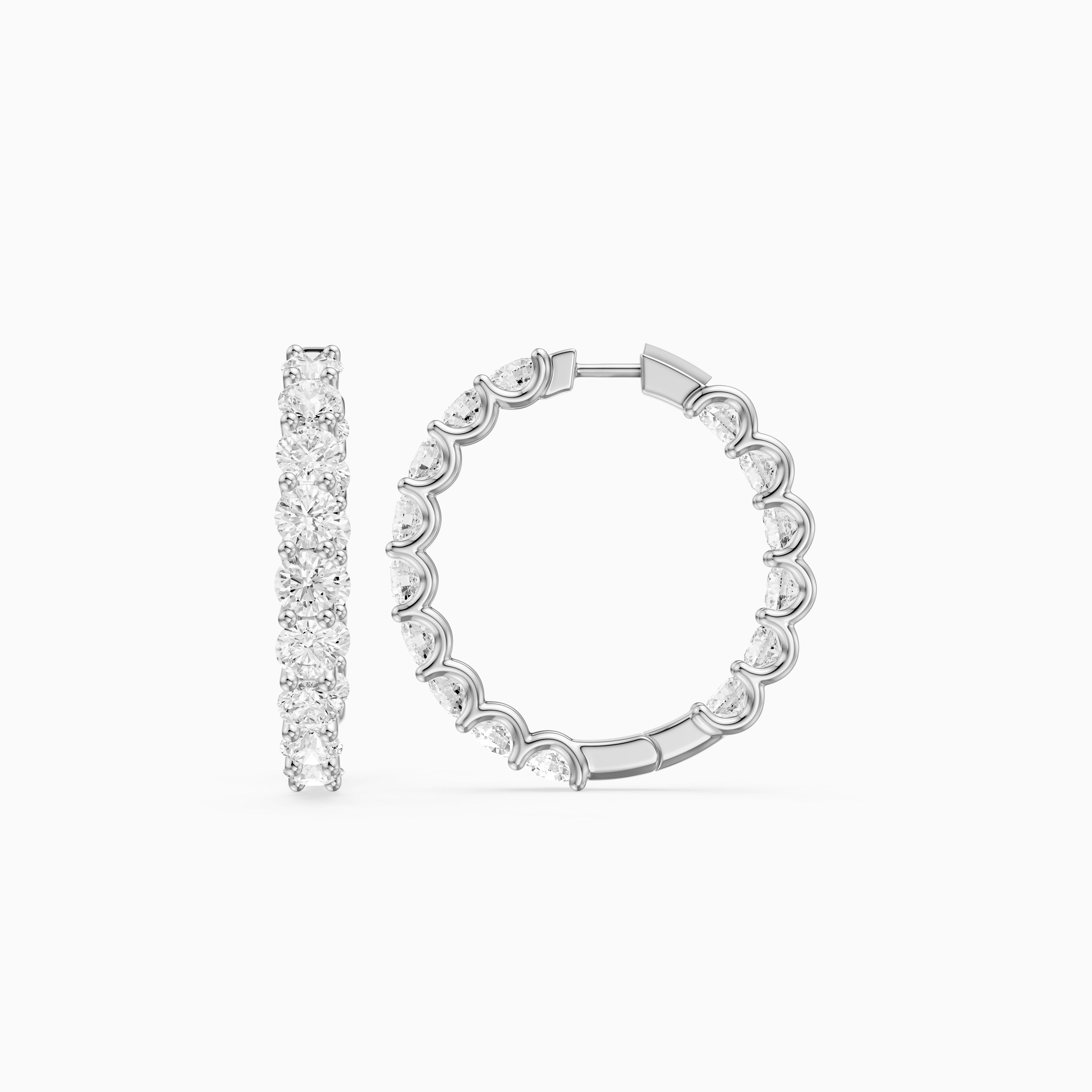 Maia Round Lab Grown Diamond Eternity U-Prong Hoop Earrings