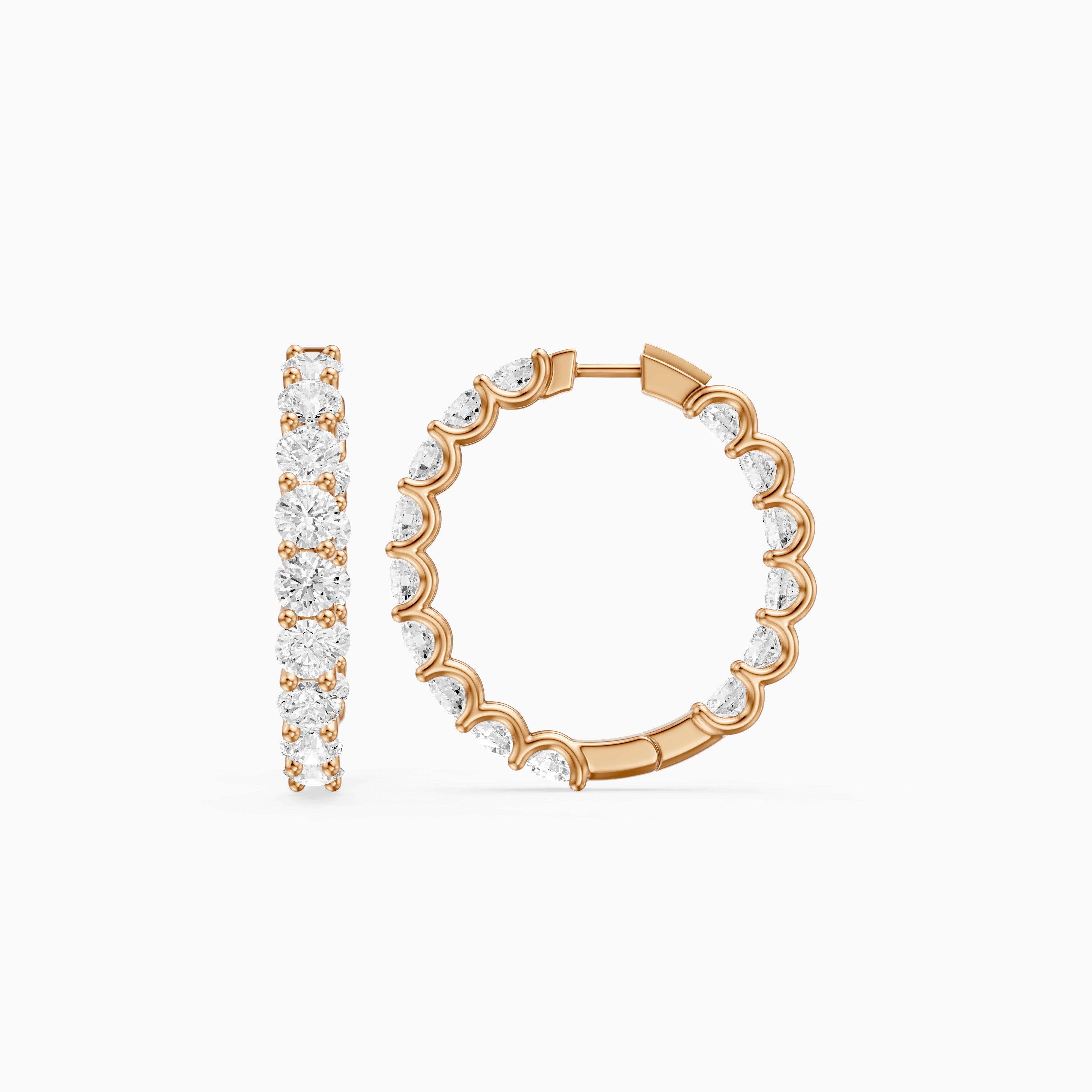 Maia Round Lab Grown Diamond Eternity U-Prong Hoop Earrings