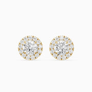 Audrey Round Cut Lab Grown Diamond Halo Cluster Stud Earrings