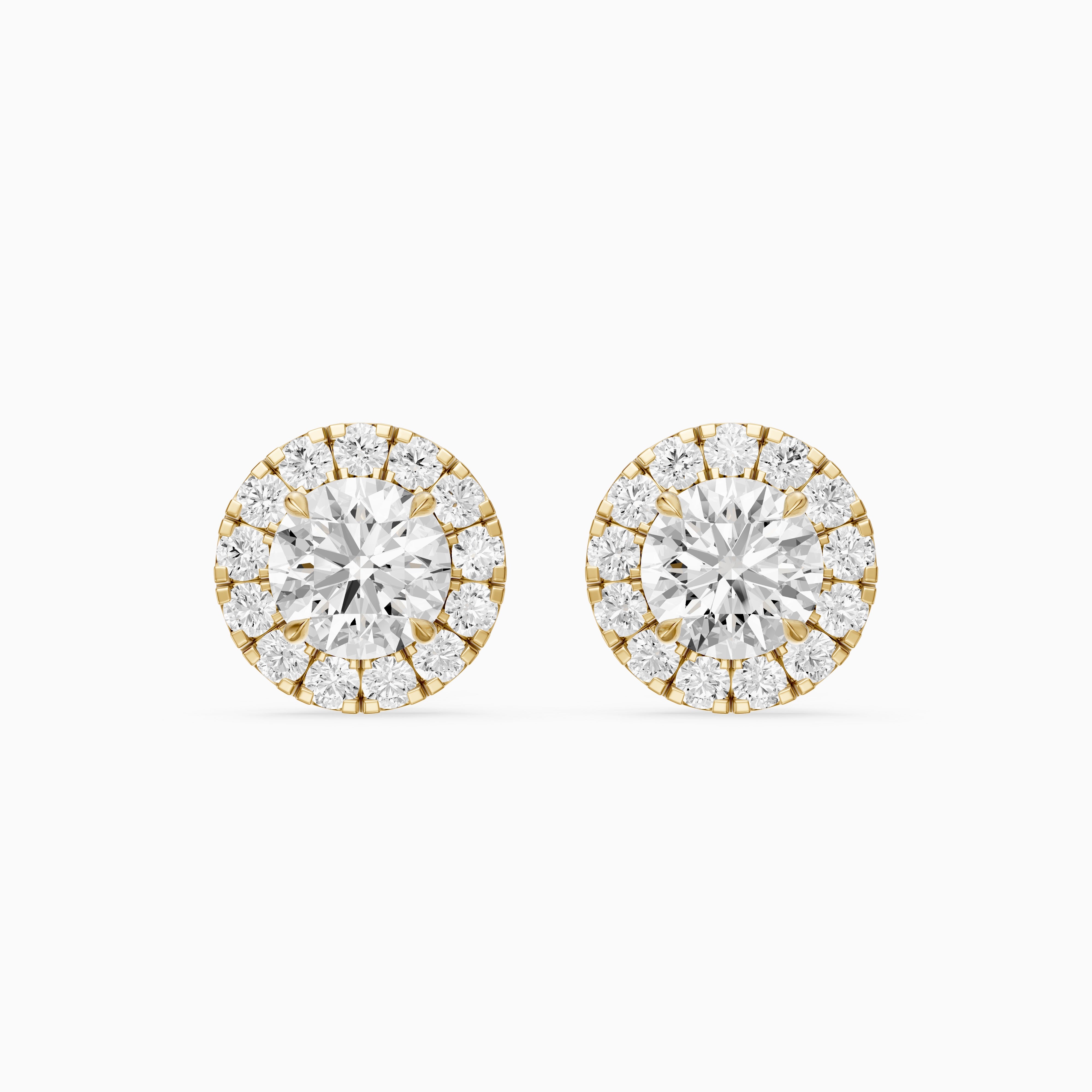 Audrey Round Cut Lab Grown Diamond Halo Cluster Stud Earrings