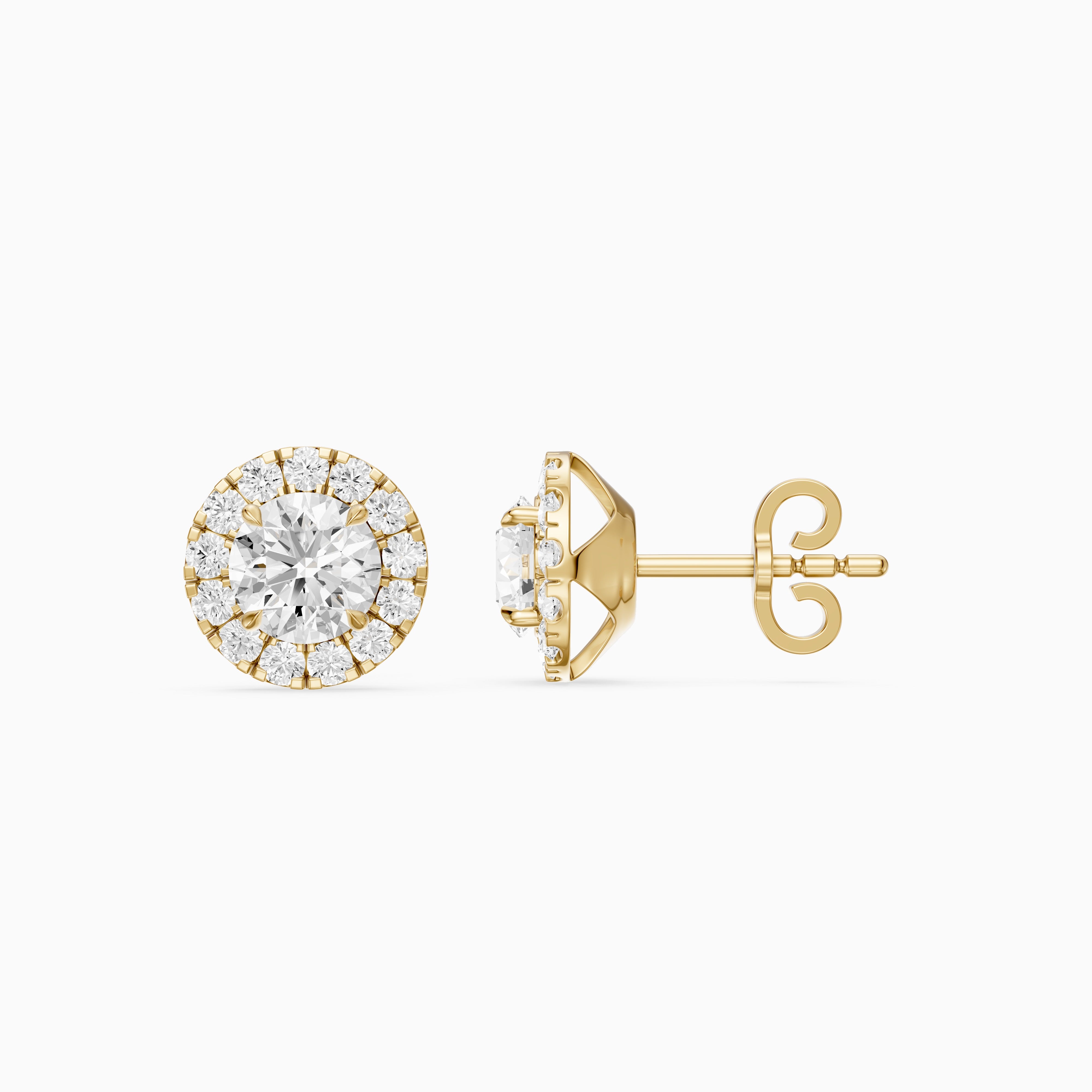 Audrey Round Cut Lab Grown Diamond Halo Cluster Stud Earrings