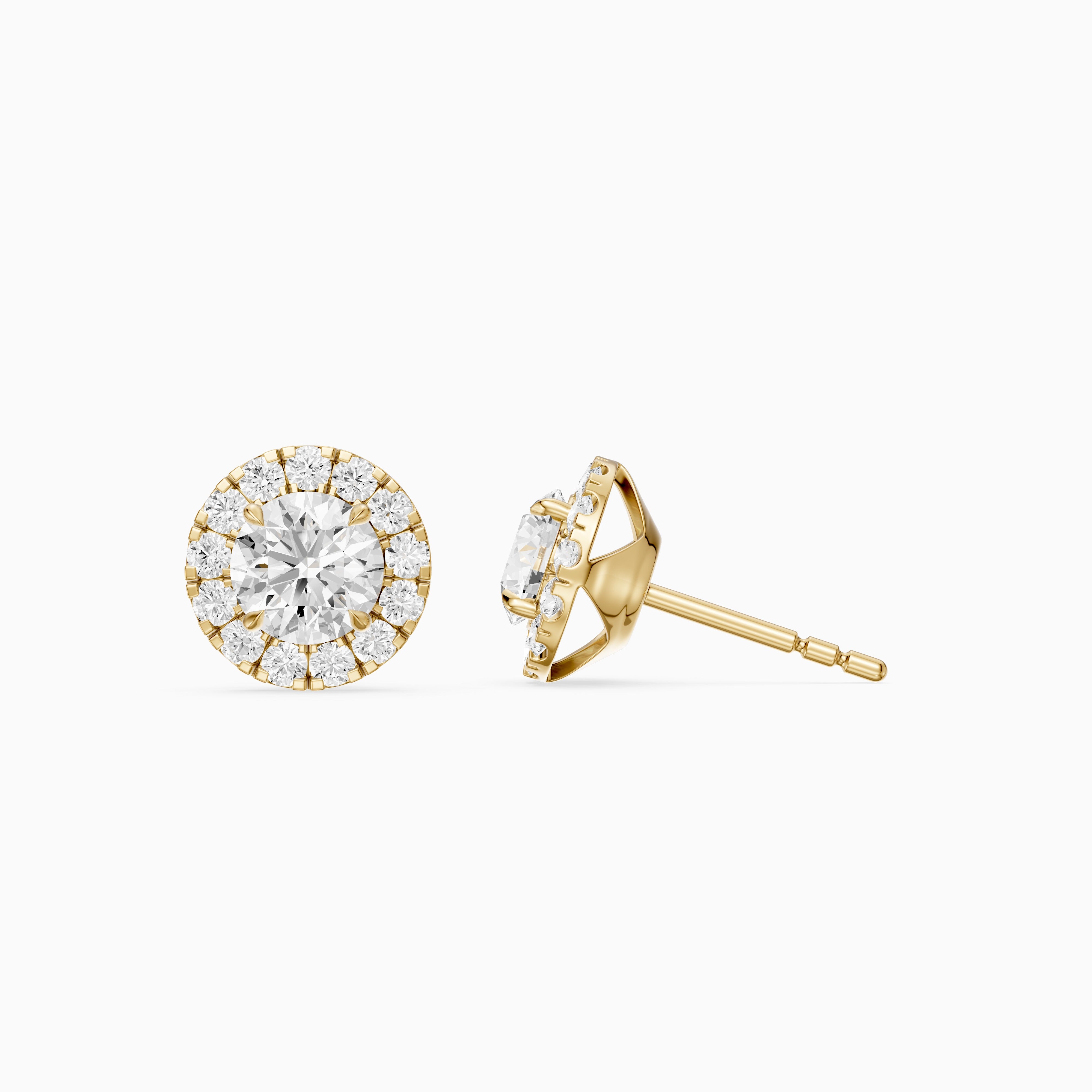 Audrey Round Cut Lab Grown Diamond Halo Cluster Stud Earrings