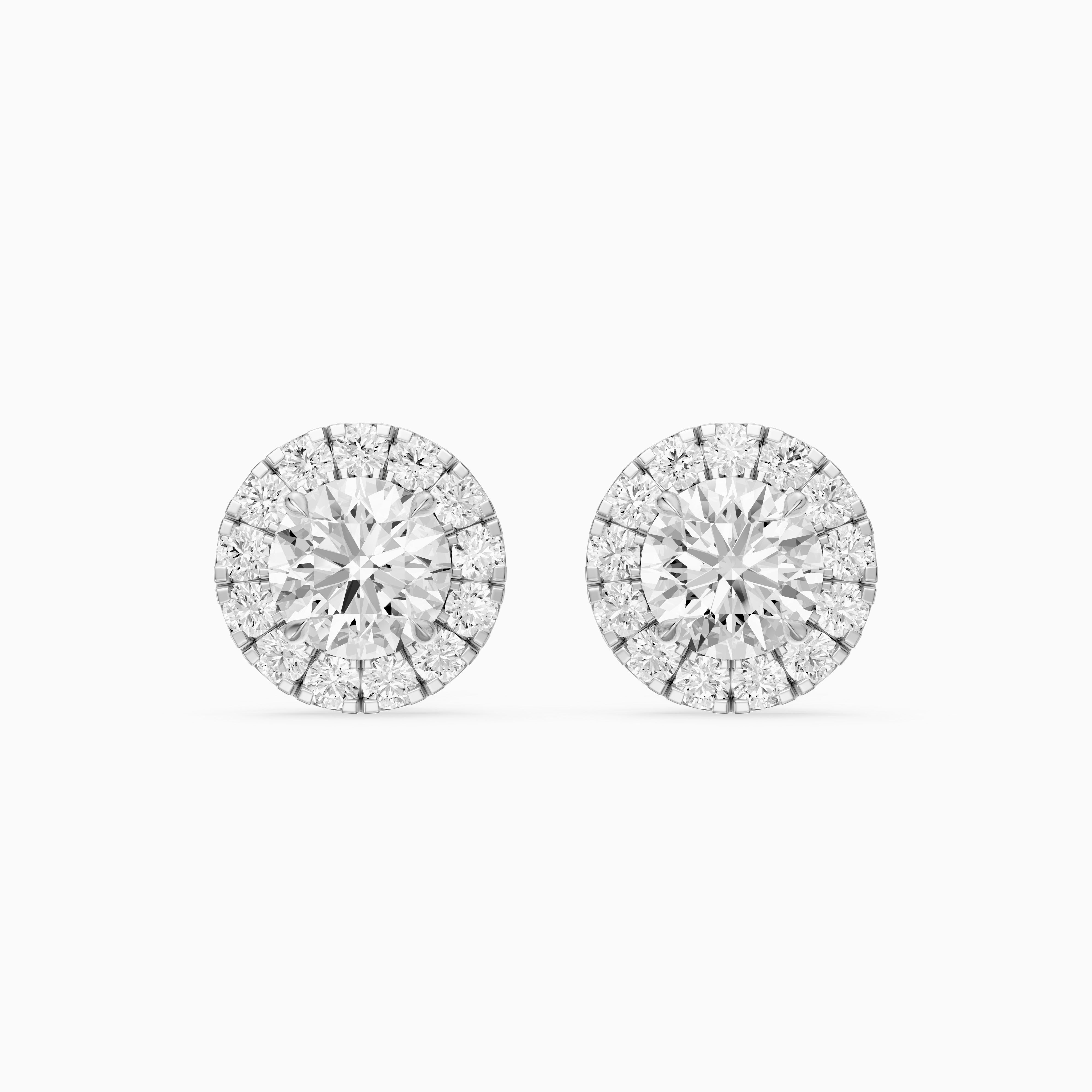 Audrey Round Cut Lab Grown Diamond Halo Cluster Stud Earrings