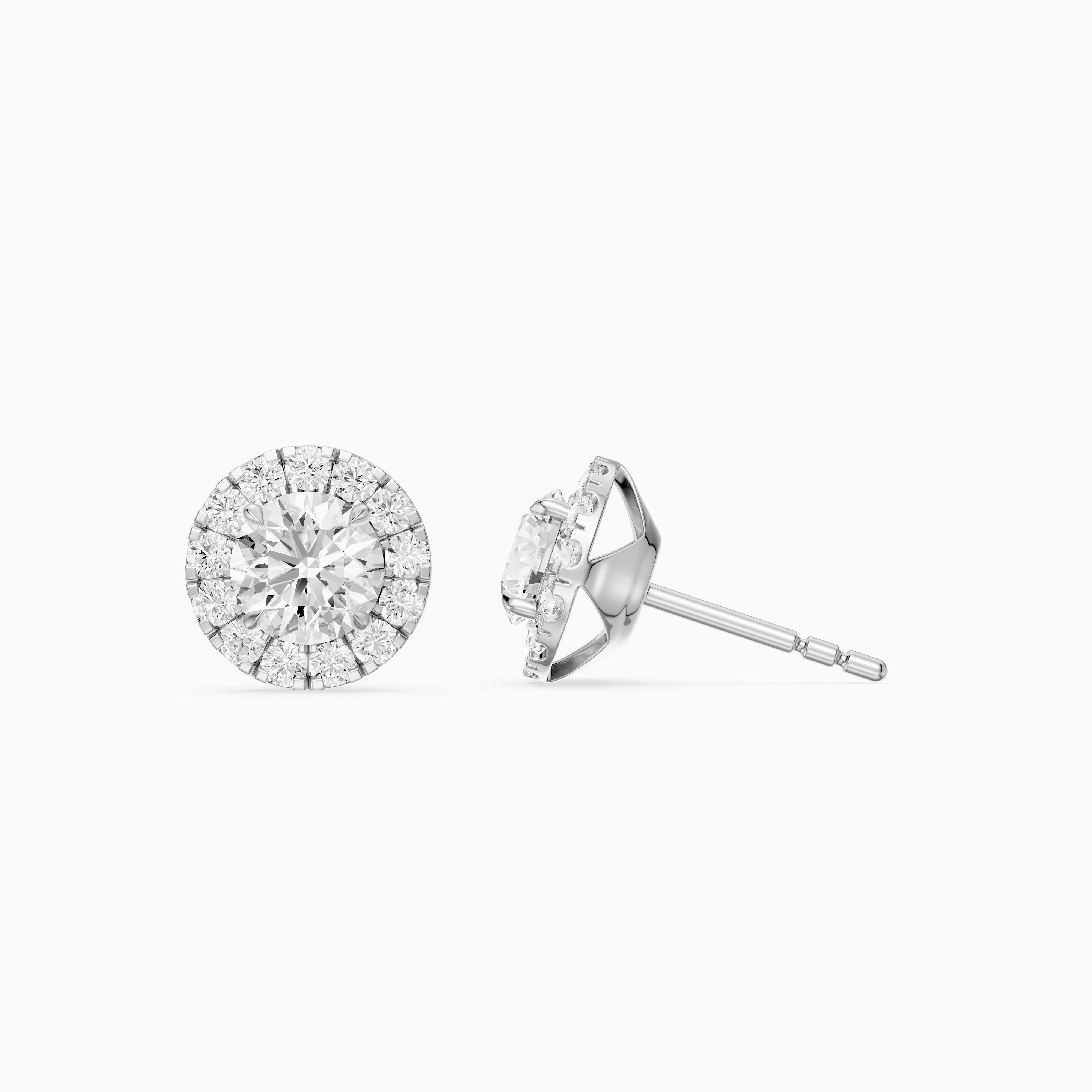 Audrey Round Cut Lab Grown Diamond Halo Cluster Stud Earrings