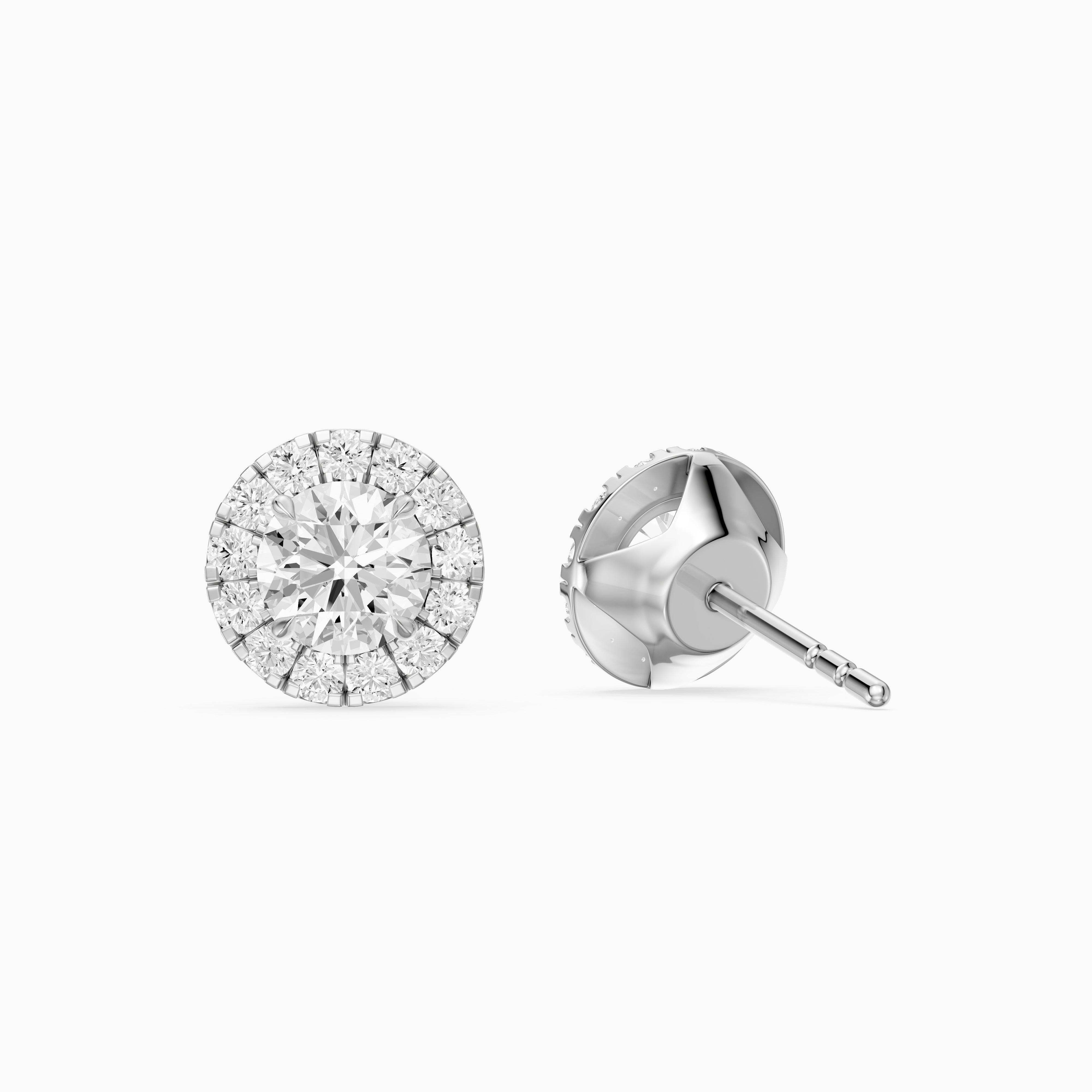 Audrey Round Cut Lab Grown Diamond Halo Cluster Stud Earrings