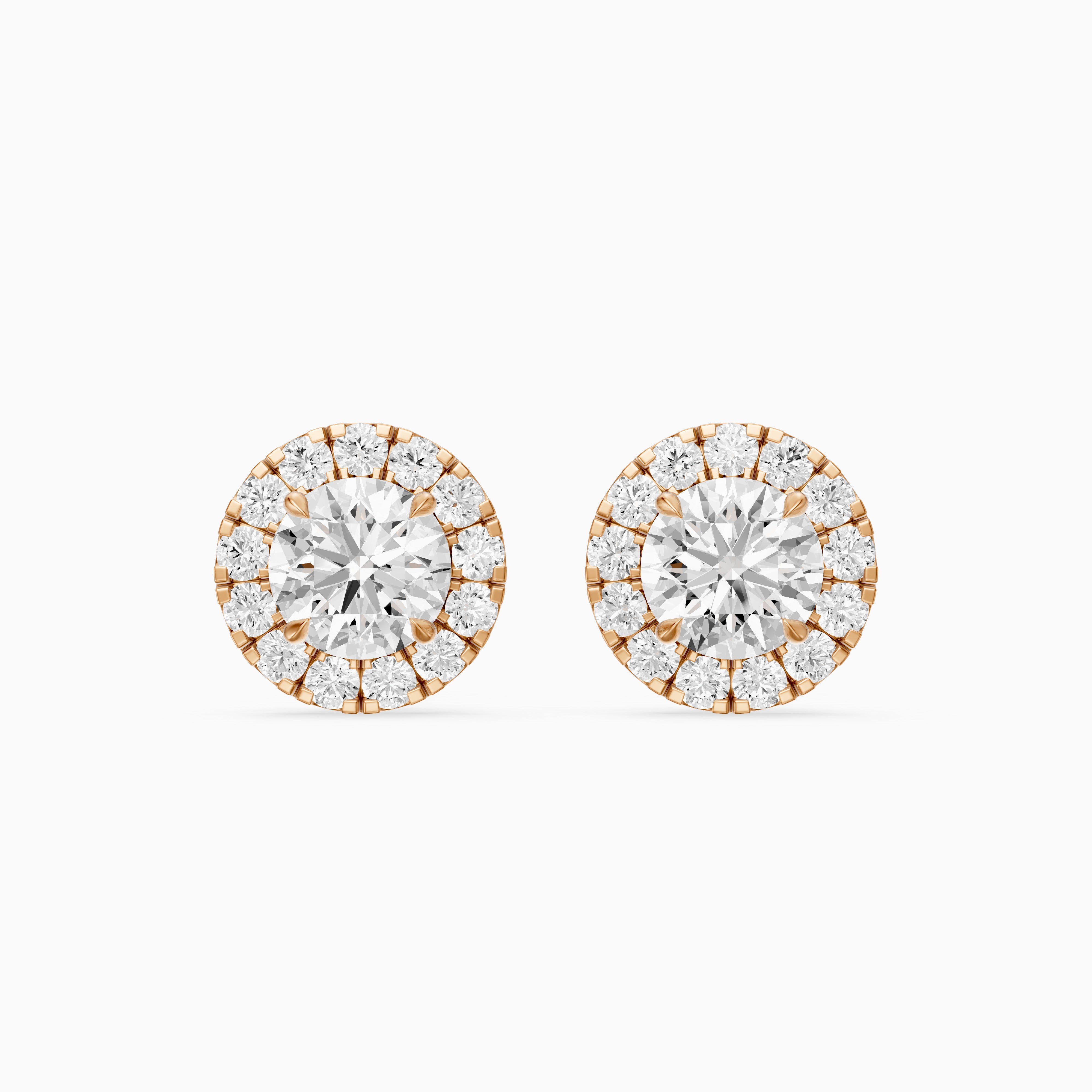 Audrey Round Cut Lab Grown Diamond Halo Cluster Stud Earrings