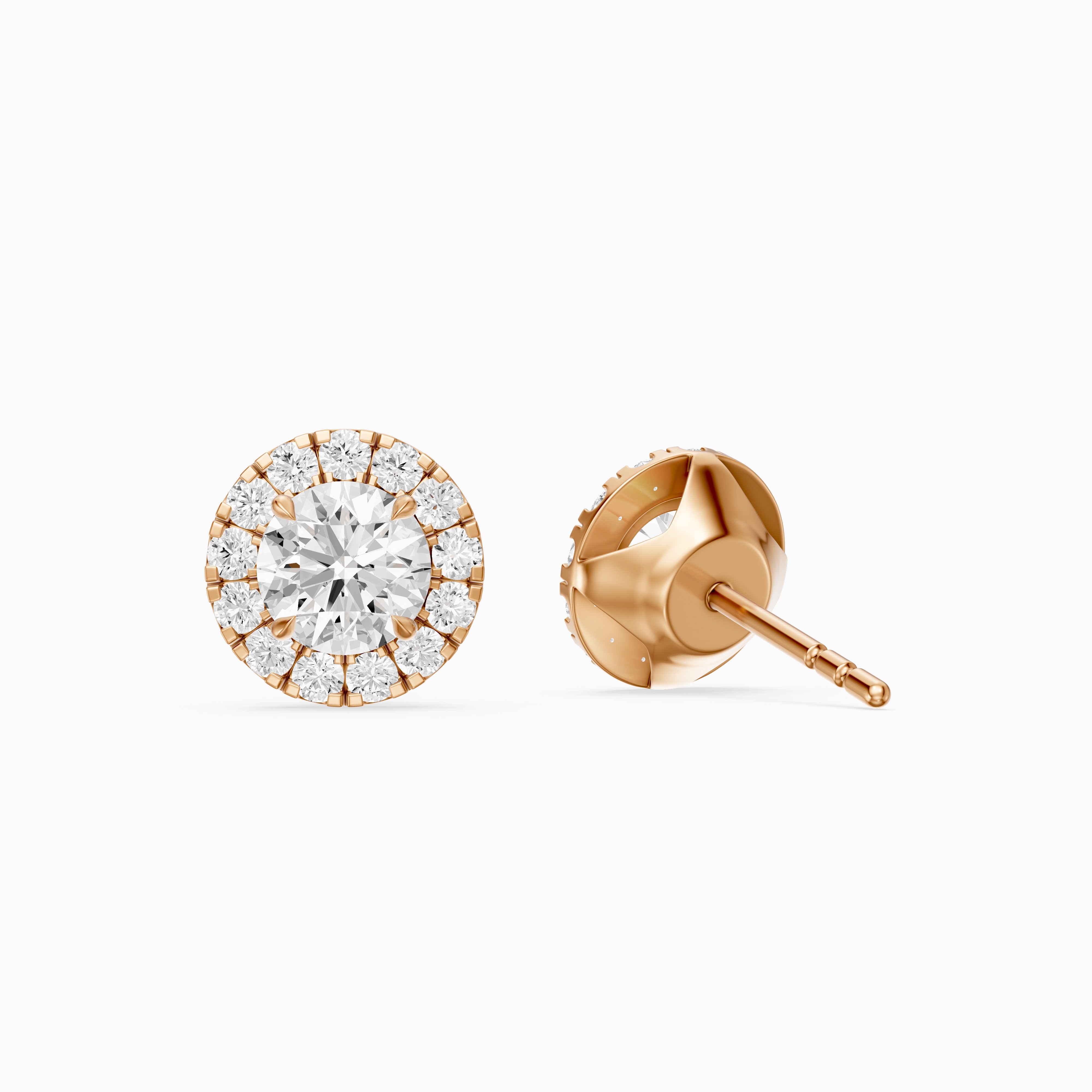 Audrey Round Cut Lab Grown Diamond Halo Cluster Stud Earrings