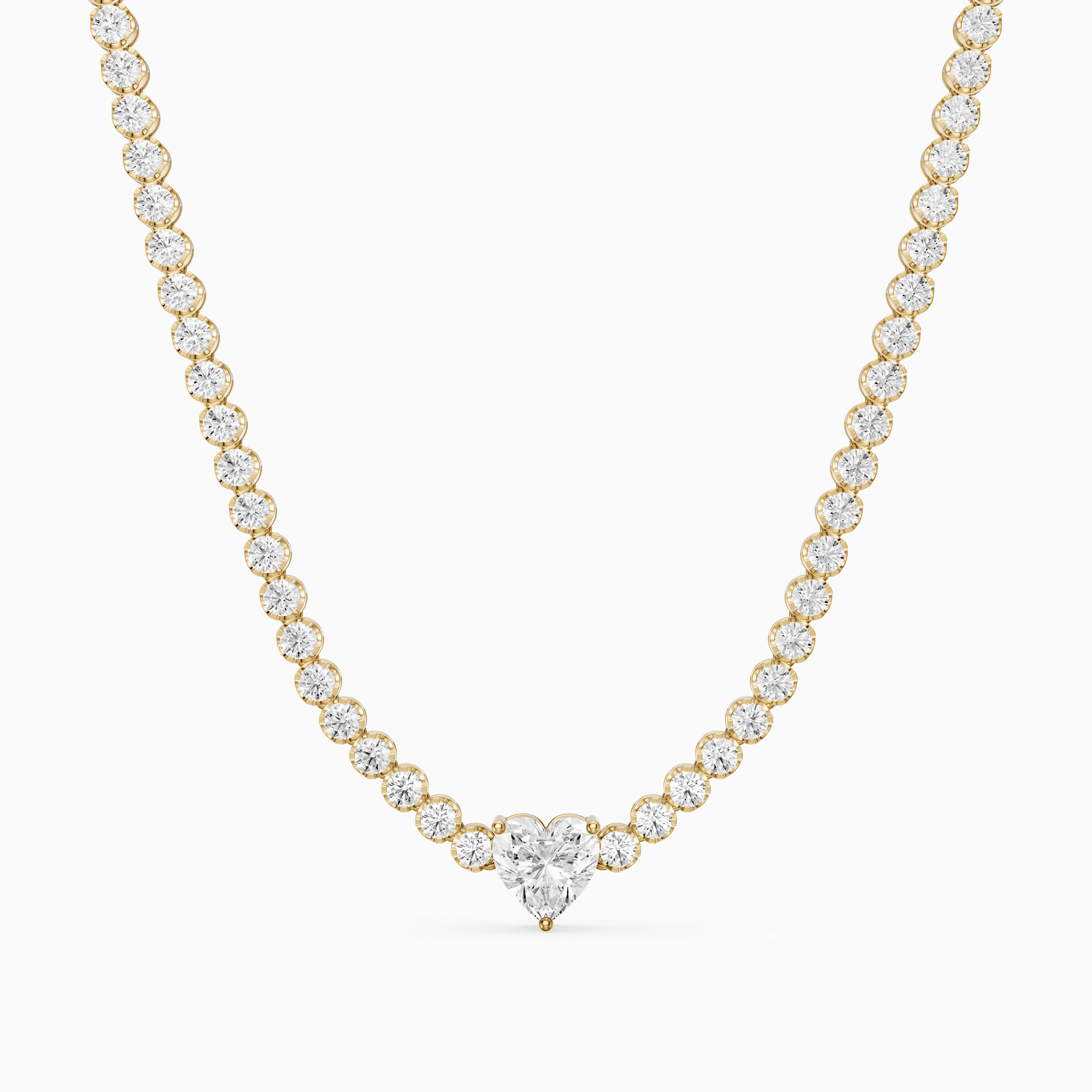 Mackenzie Round Bezel Lab Grown Diamond Heart Center Necklace
