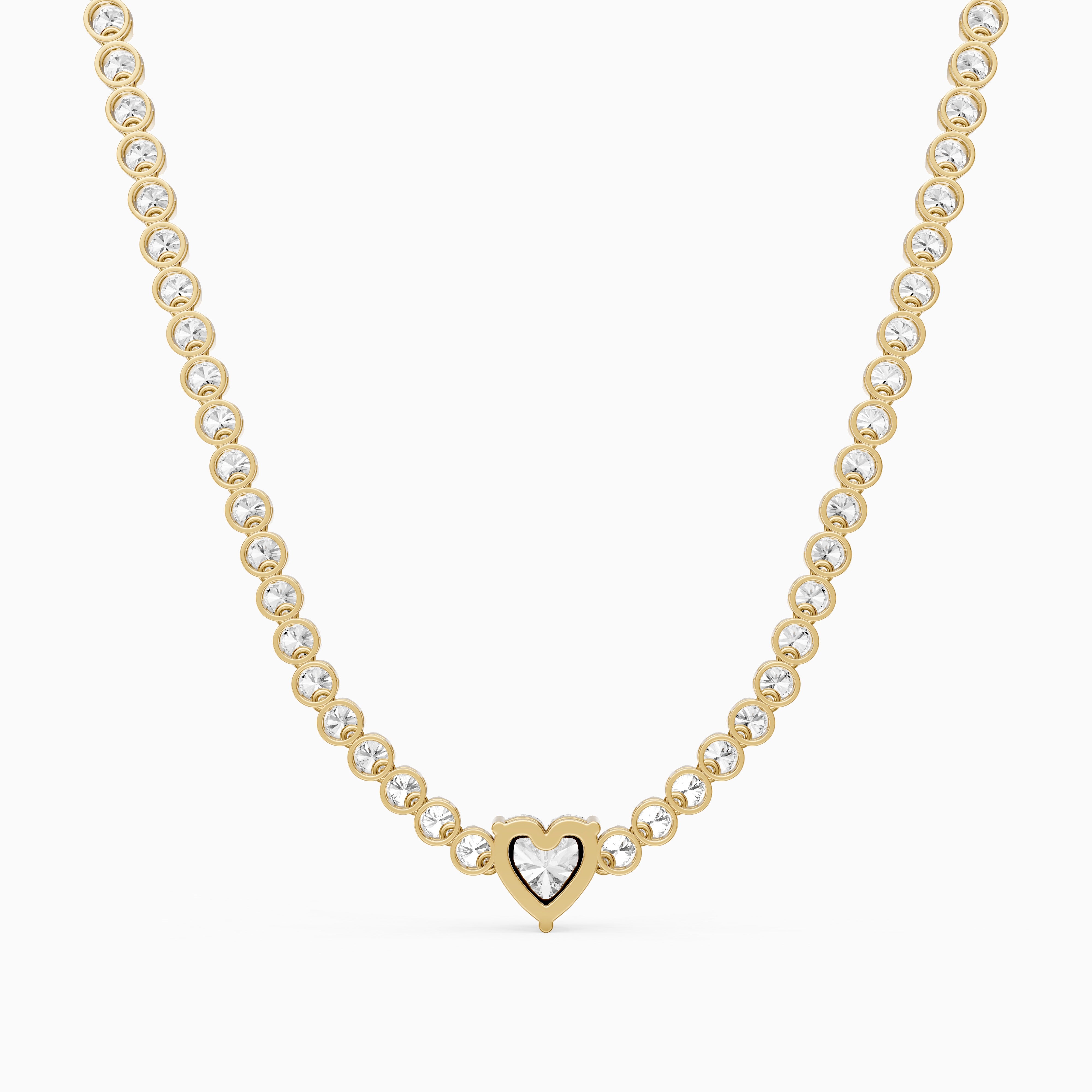 Mackenzie Round Bezel Lab Grown Diamond Heart Center Necklace