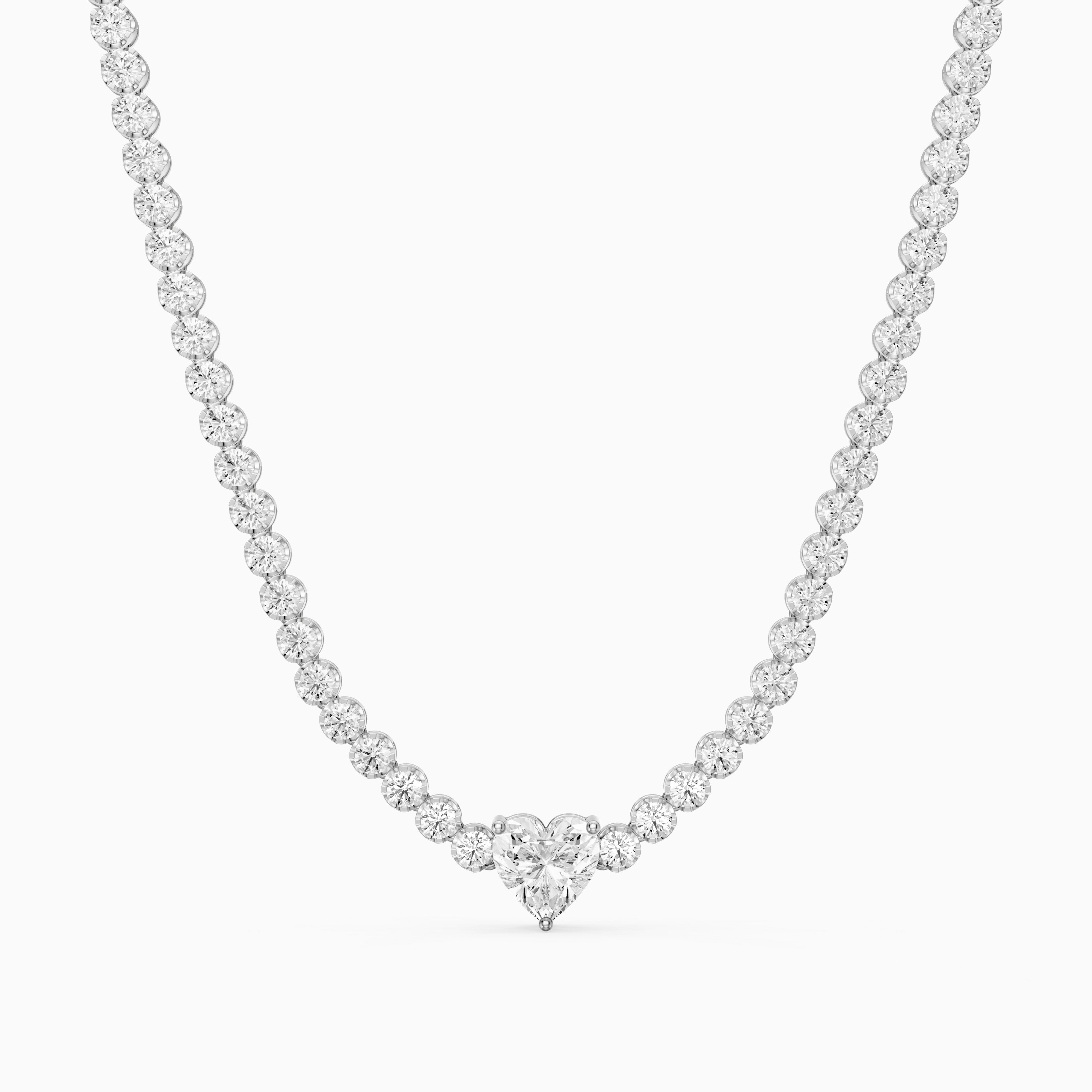 Mackenzie Round Bezel Lab Grown Diamond Heart Center Necklace