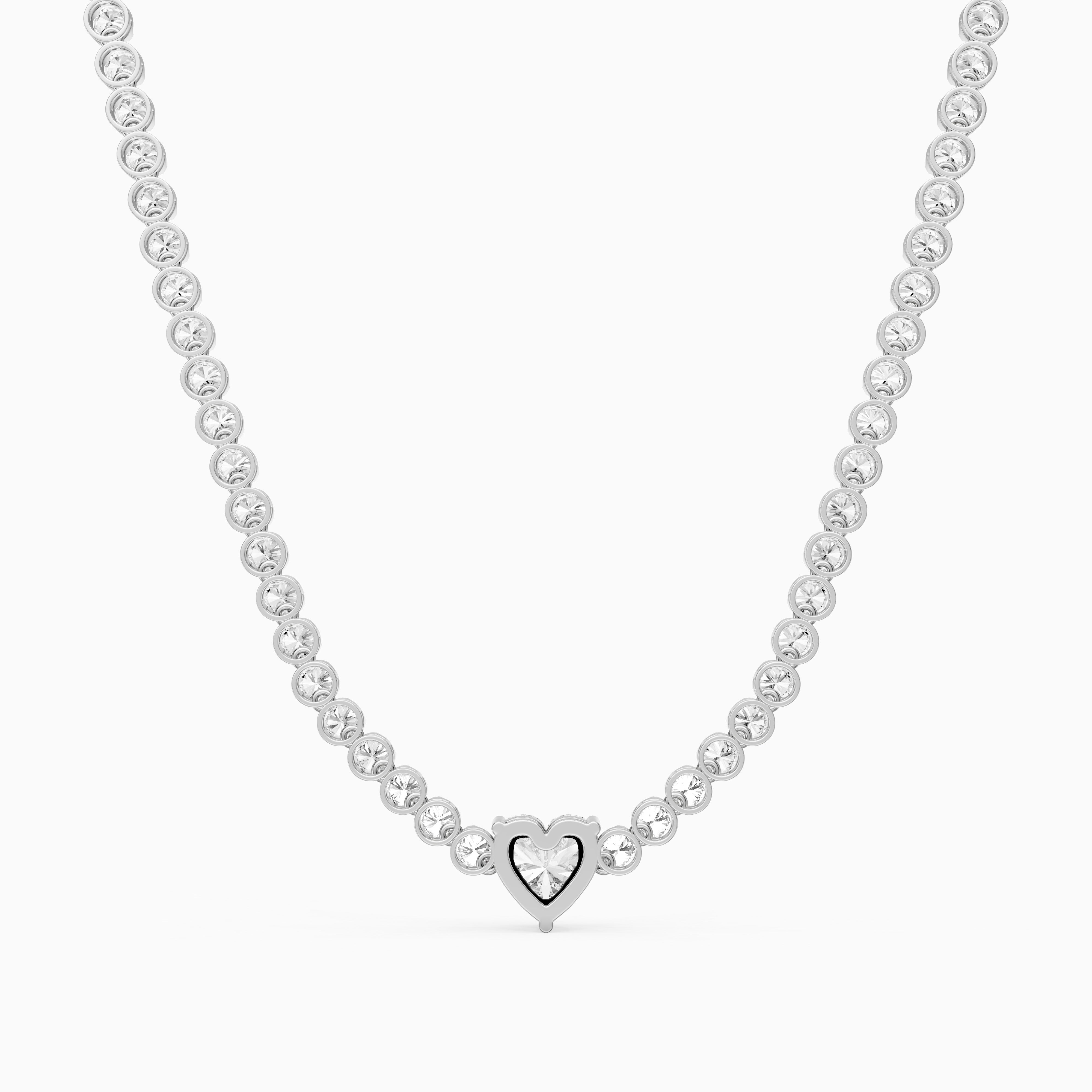 Mackenzie Round Bezel Lab Grown Diamond Heart Center Necklace
