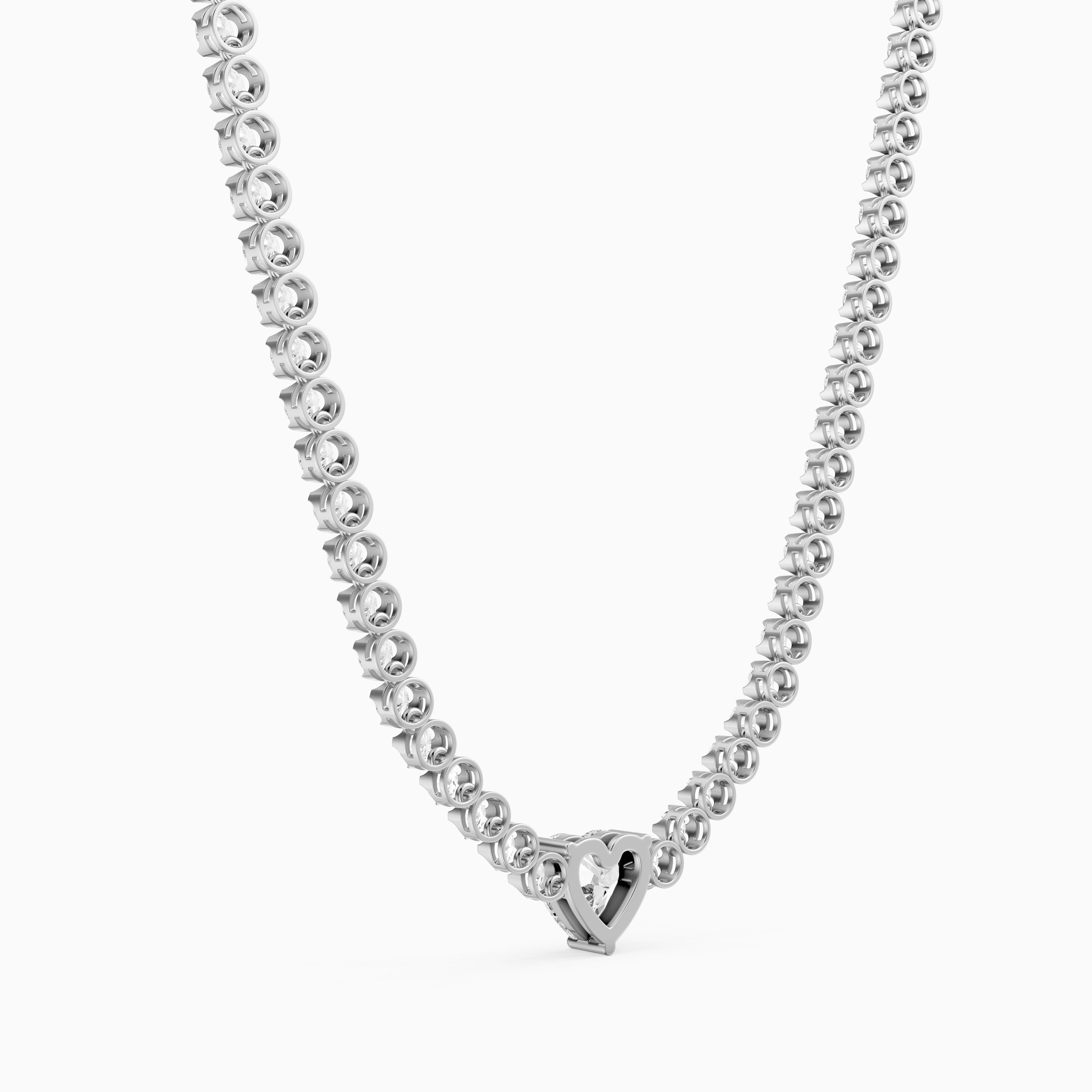 Mackenzie Round Bezel Lab Grown Diamond Heart Center Necklace