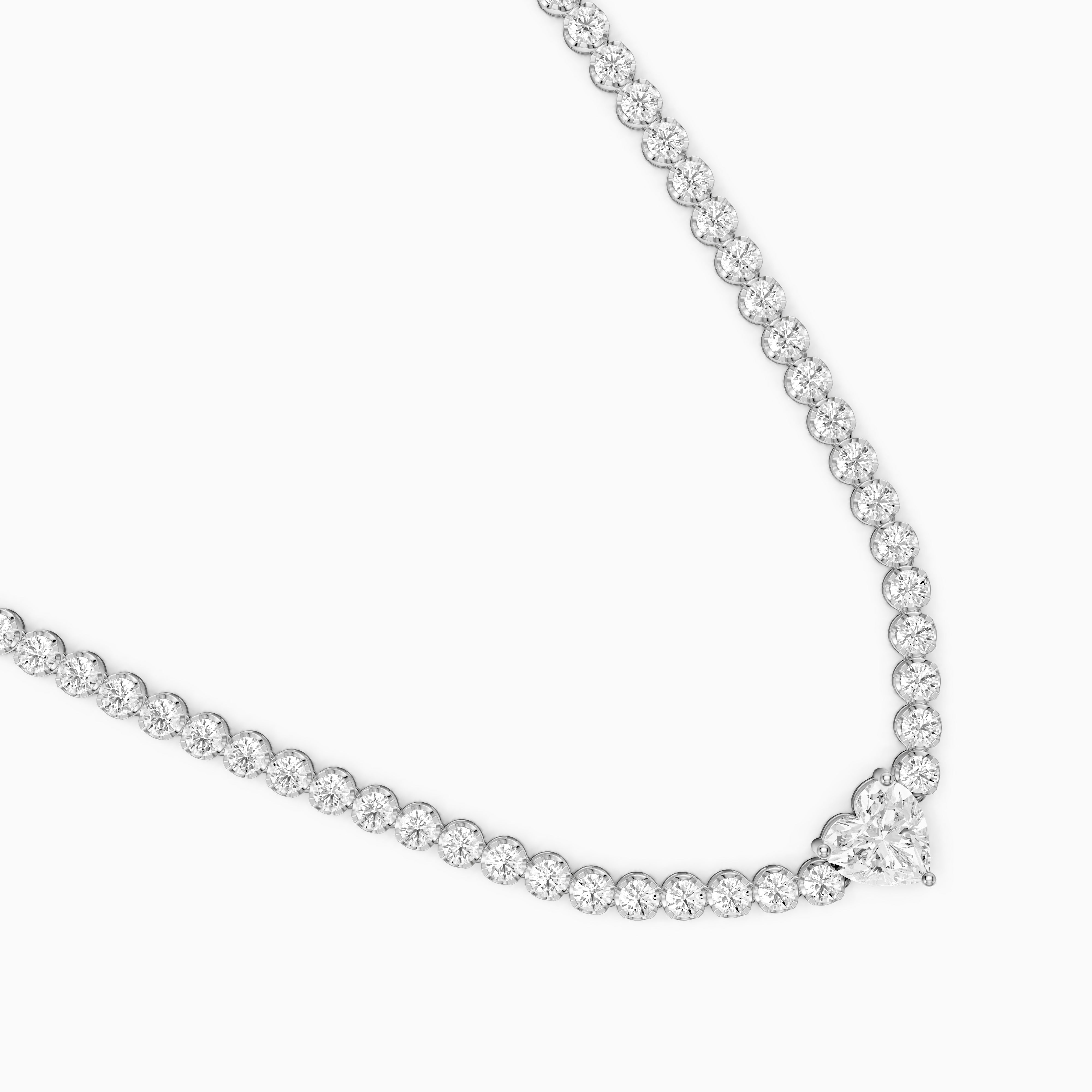 Mackenzie Round Bezel Lab Grown Diamond Heart Center Necklace