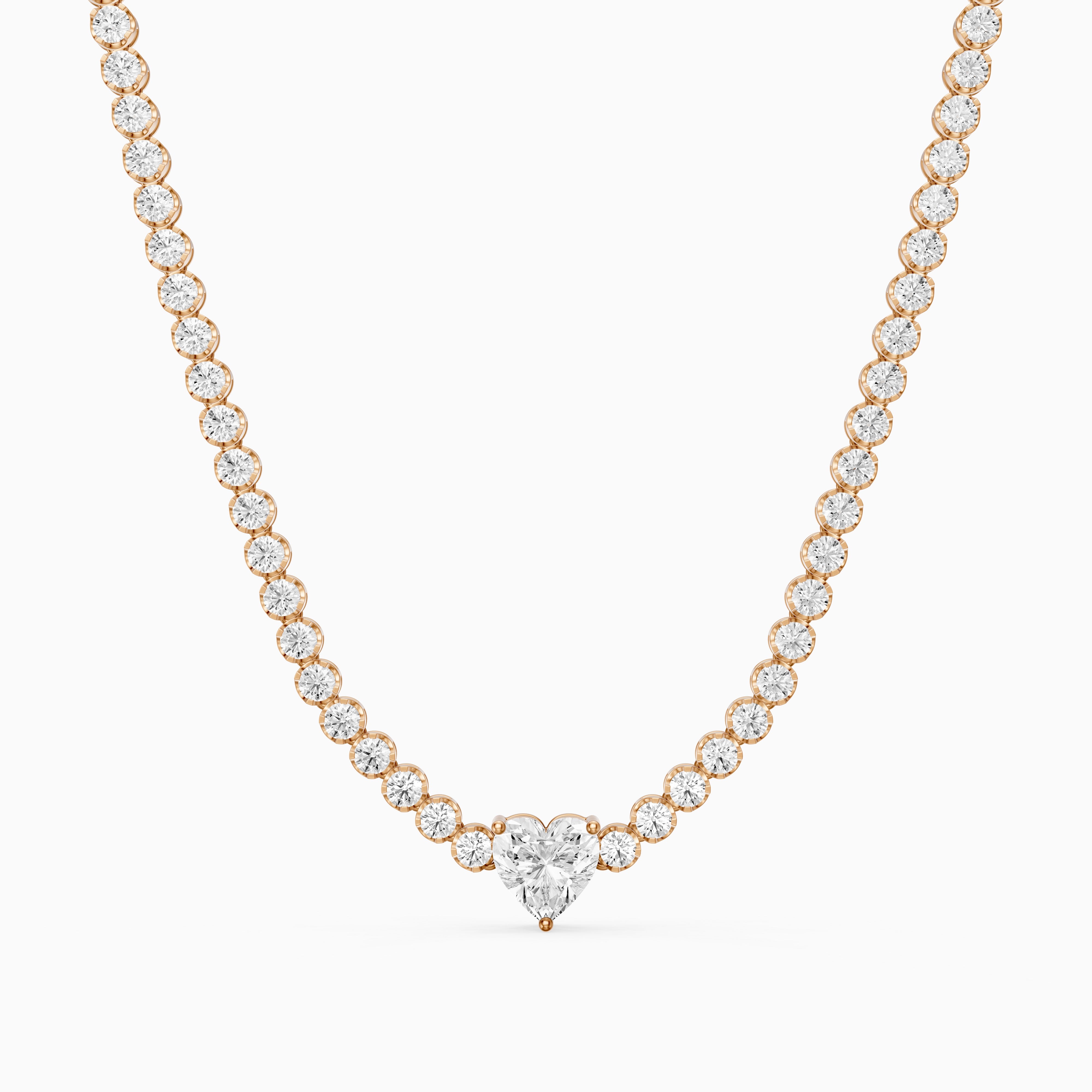 Mackenzie Round Bezel Lab Grown Diamond Heart Center Necklace