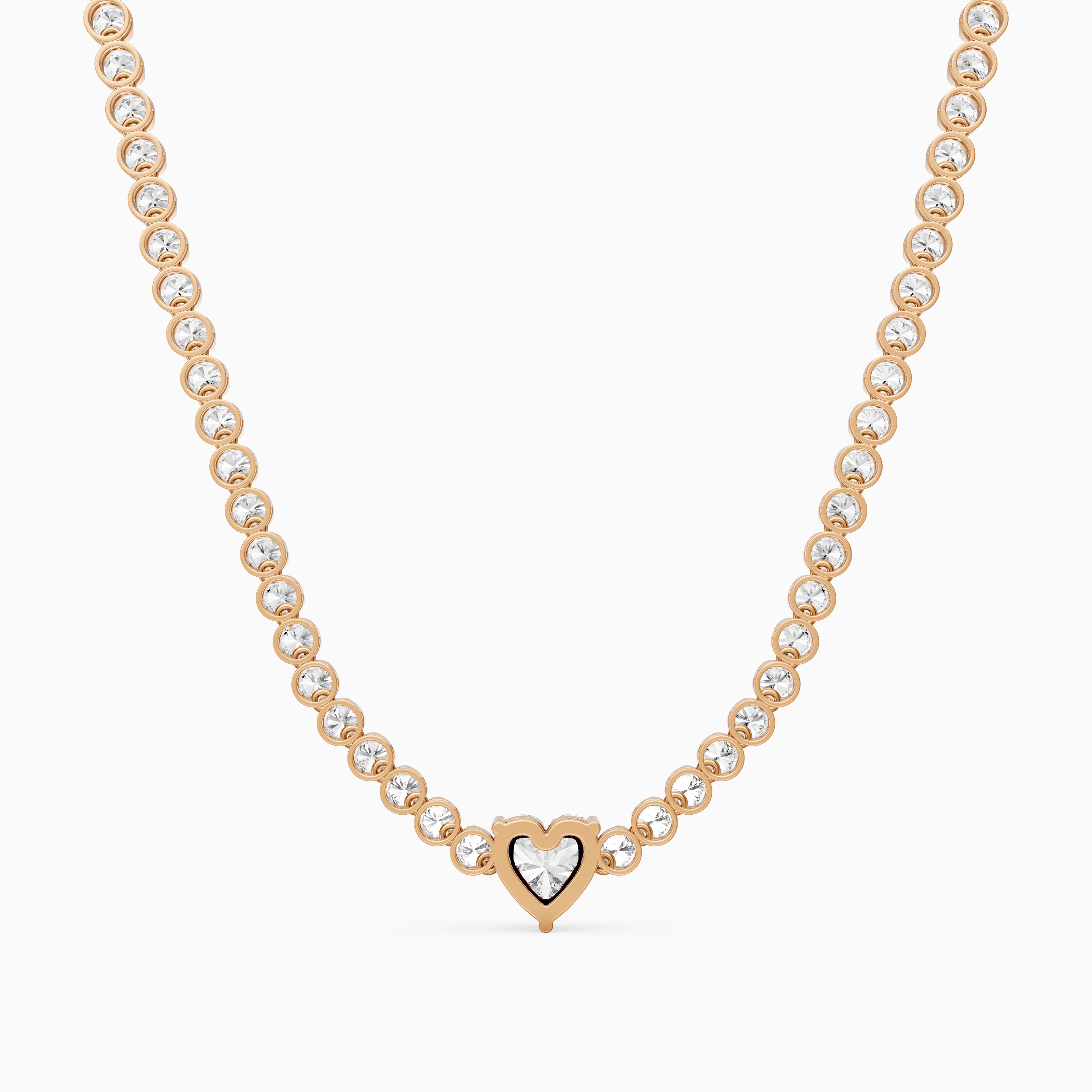 Mackenzie Round Bezel Lab Grown Diamond Heart Center Necklace