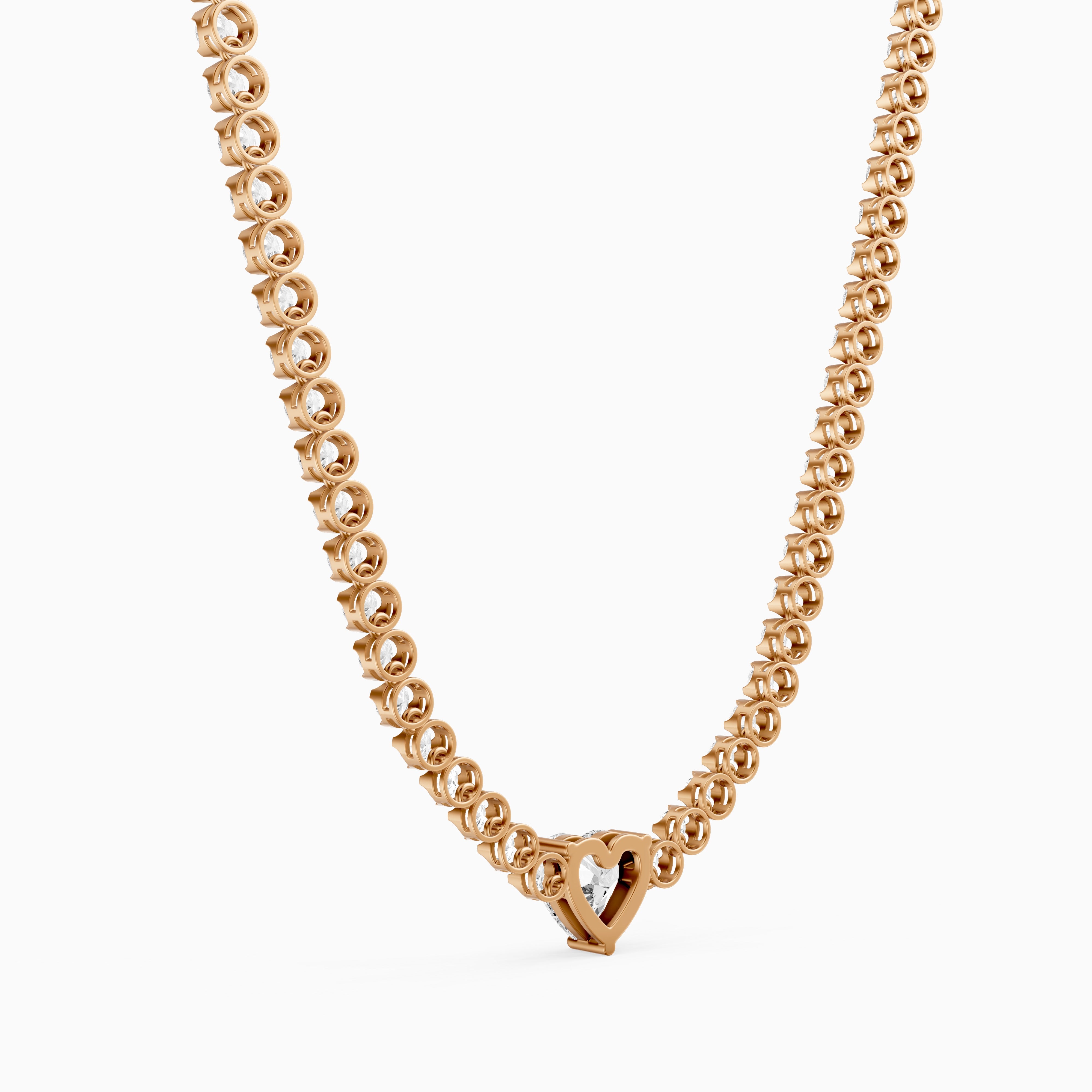 Mackenzie Round Bezel Lab Grown Diamond Heart Center Necklace