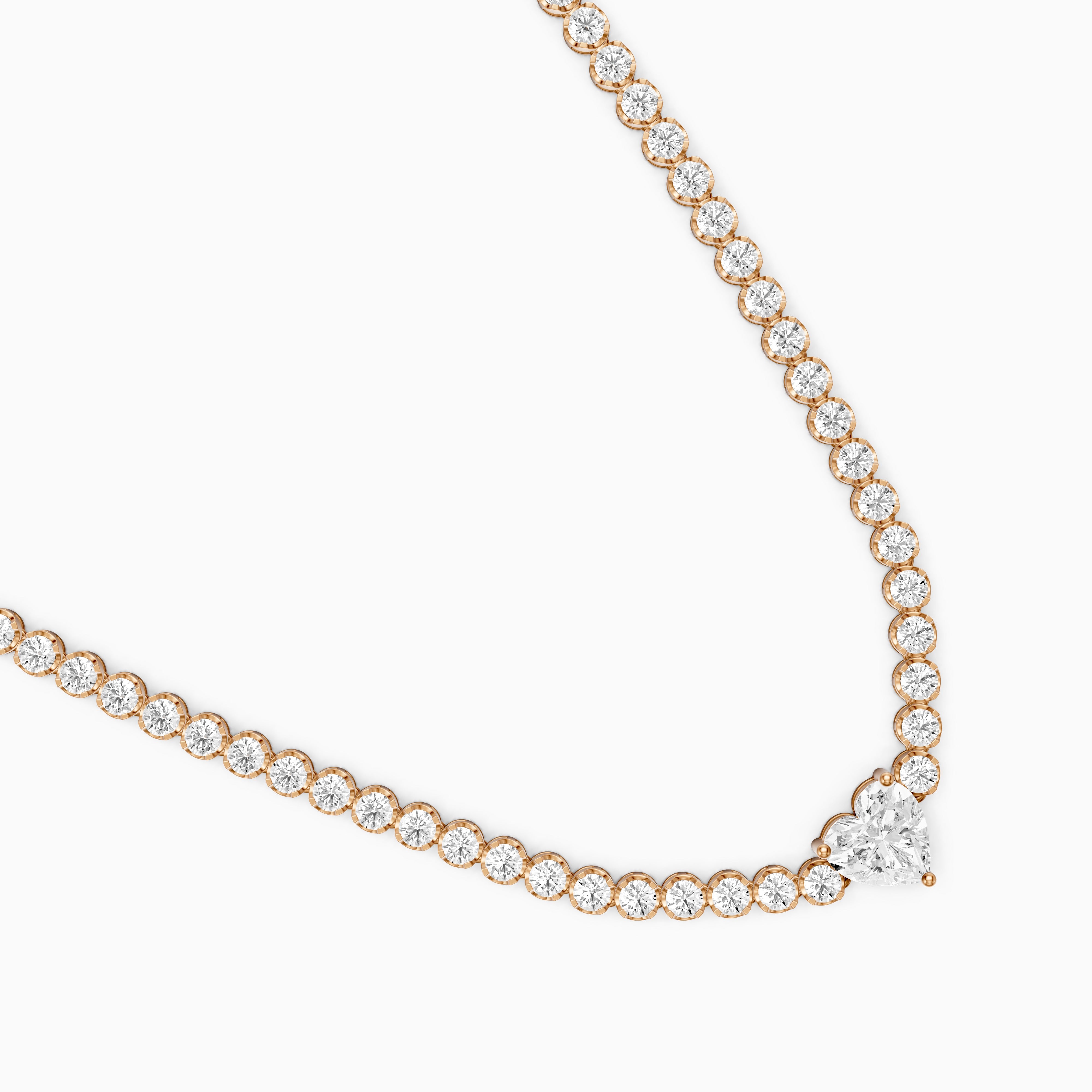 Mackenzie Round Bezel Lab Grown Diamond Heart Center Necklace