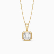 Priscilla Asscher Cut Bezel Set Lab Grown Diamond Solitaire Pendant