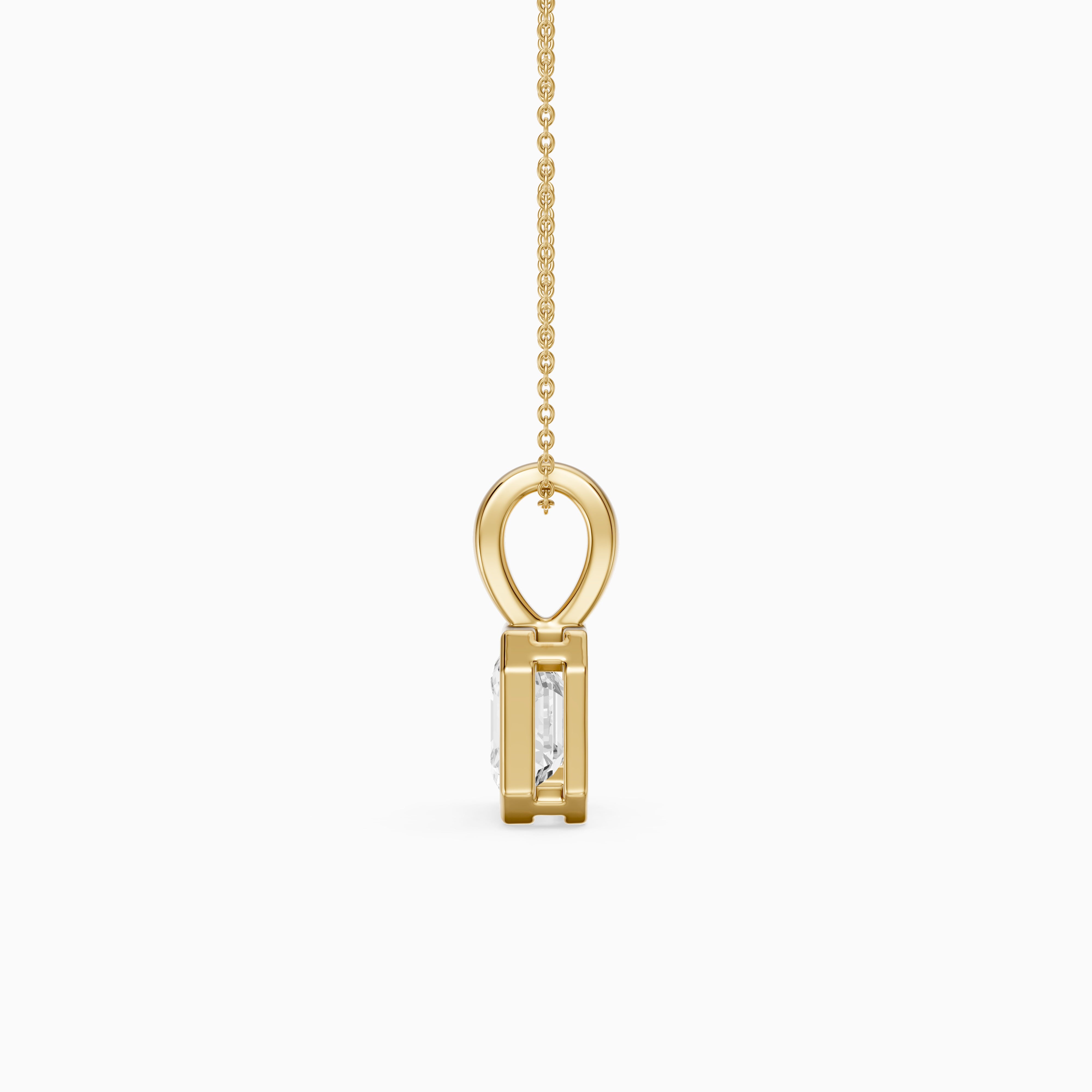 Priscilla Asscher Cut Bezel Set Lab Grown Diamond Solitaire Pendant