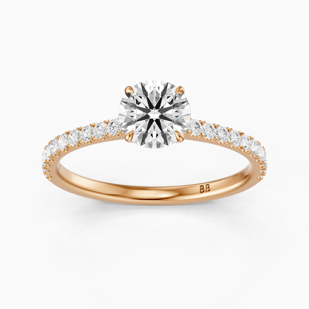 Kaitlyn Round Cut Side Stone Pave Moissanite Diamond Ring
