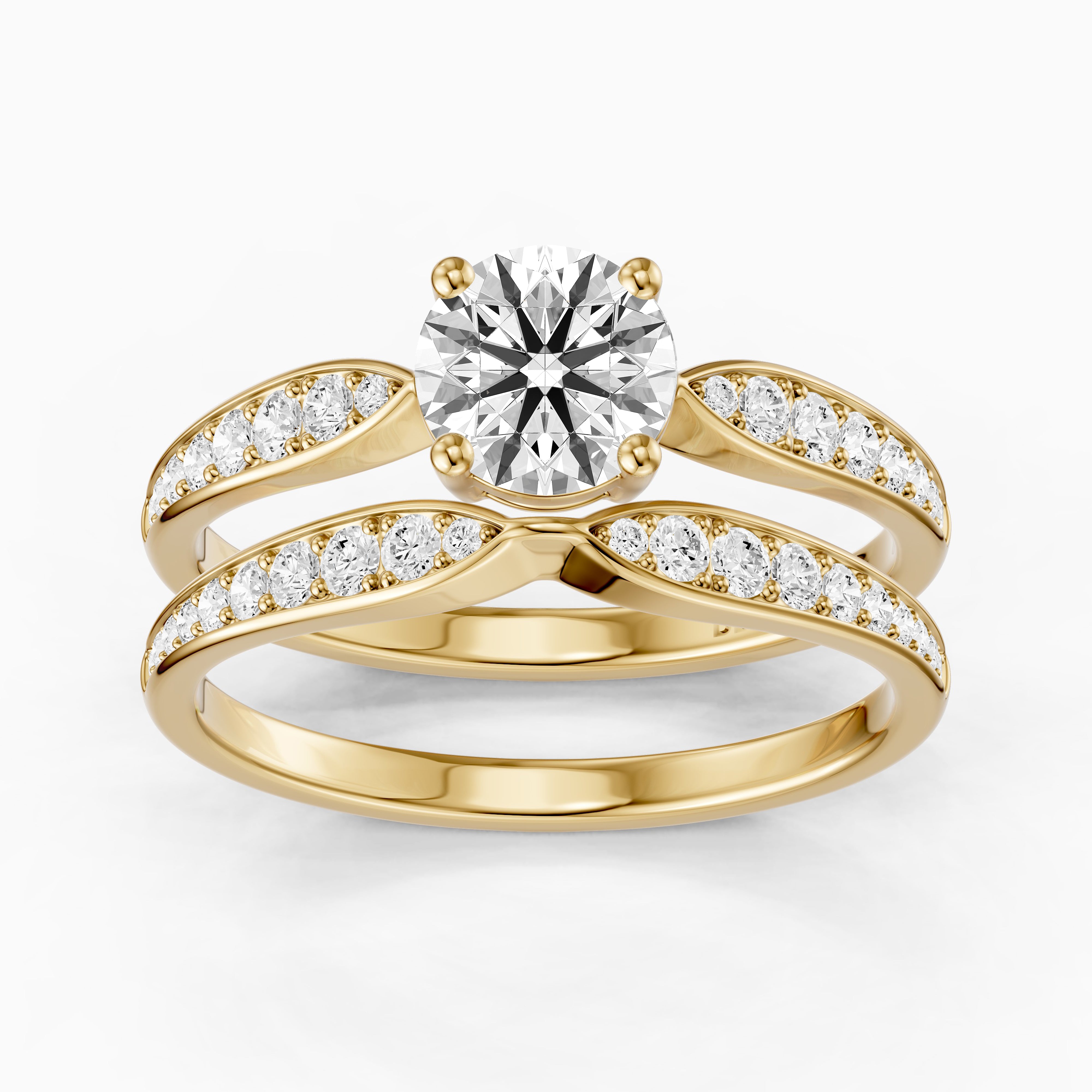 Naomi Round Lab Grown Diamond Graduated Pave Bridal Set