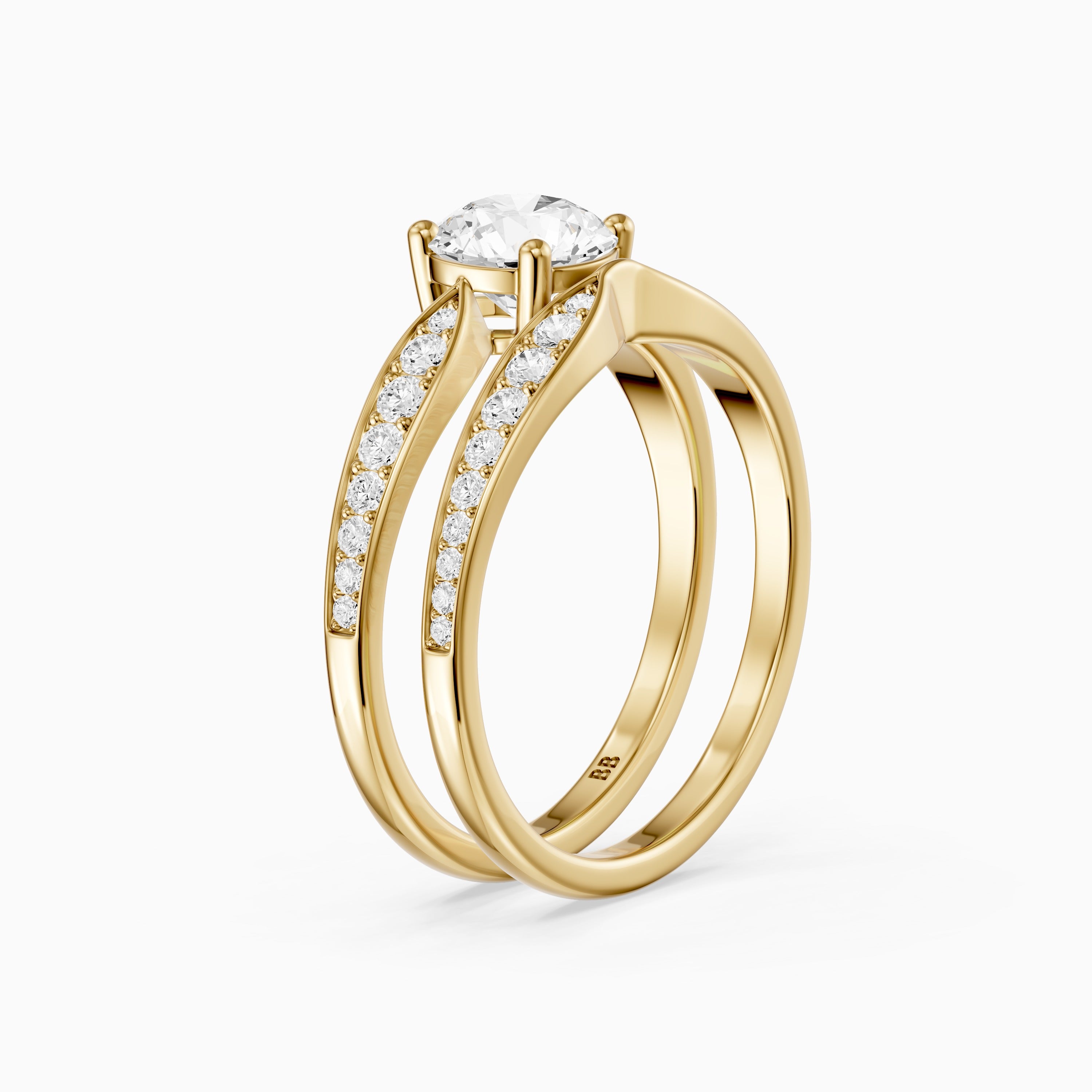 Naomi Round Lab Grown Diamond Graduated Pave Bridal Set