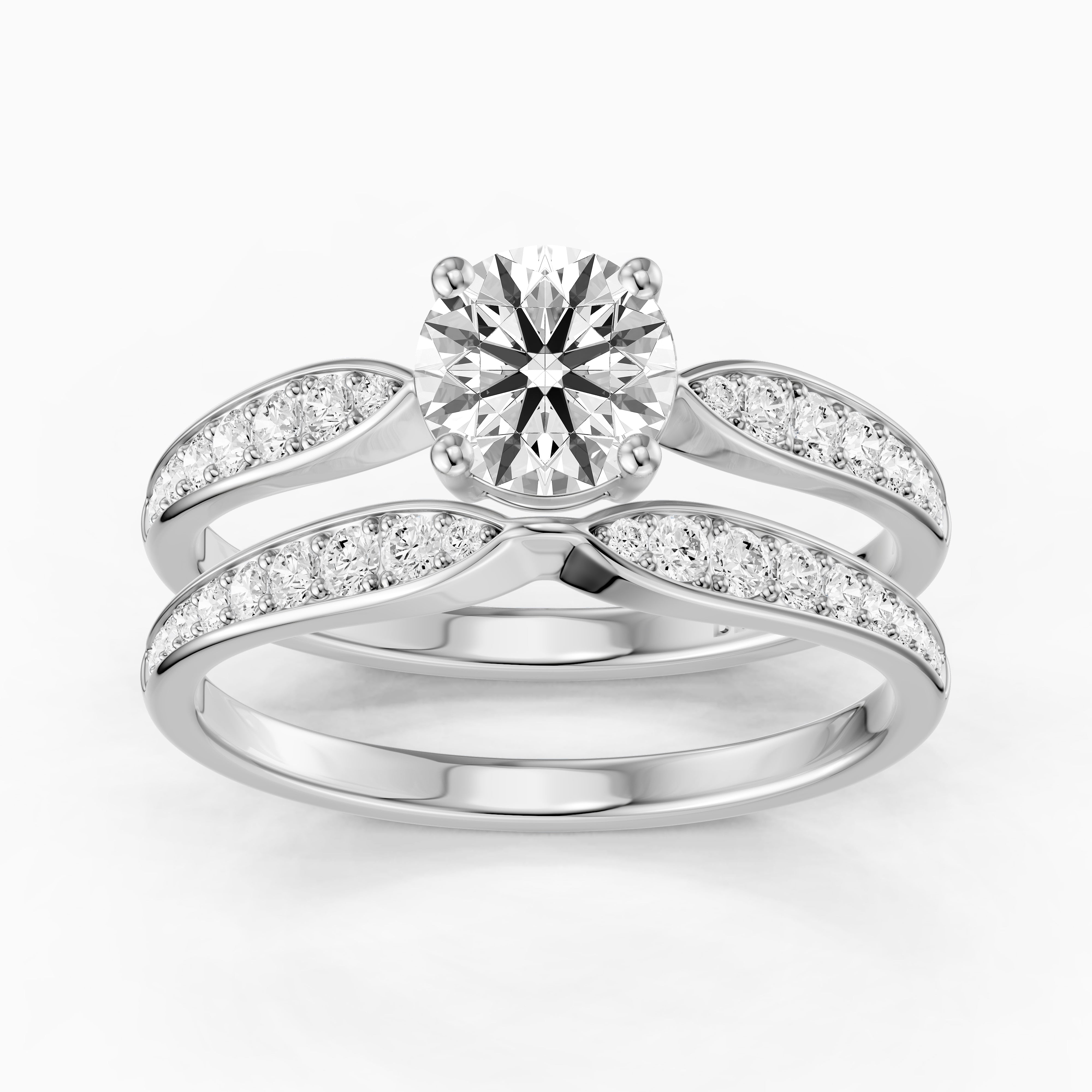 Naomi Round Lab Grown Diamond Graduated Pave Bridal Set