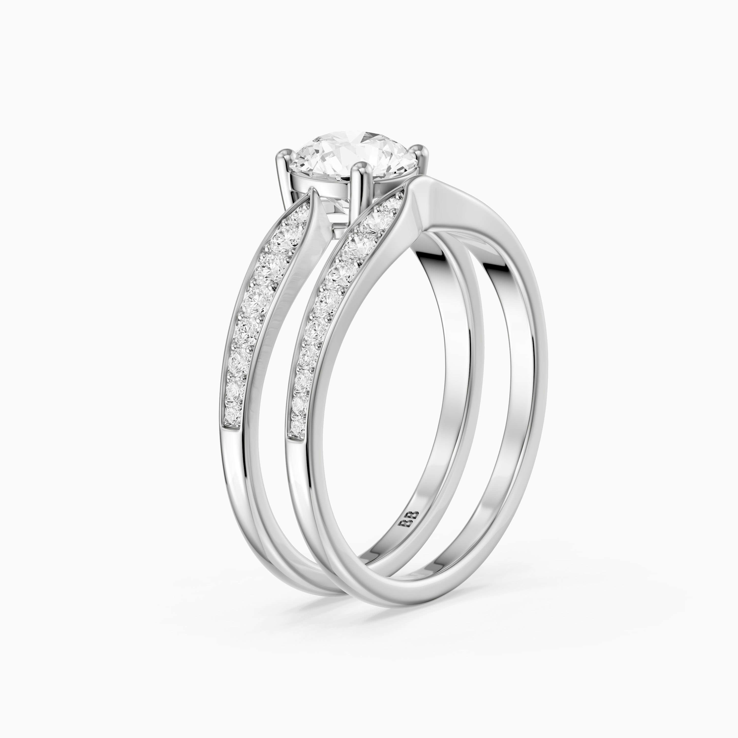 Naomi Round Lab Grown Diamond Graduated Pave Bridal Set