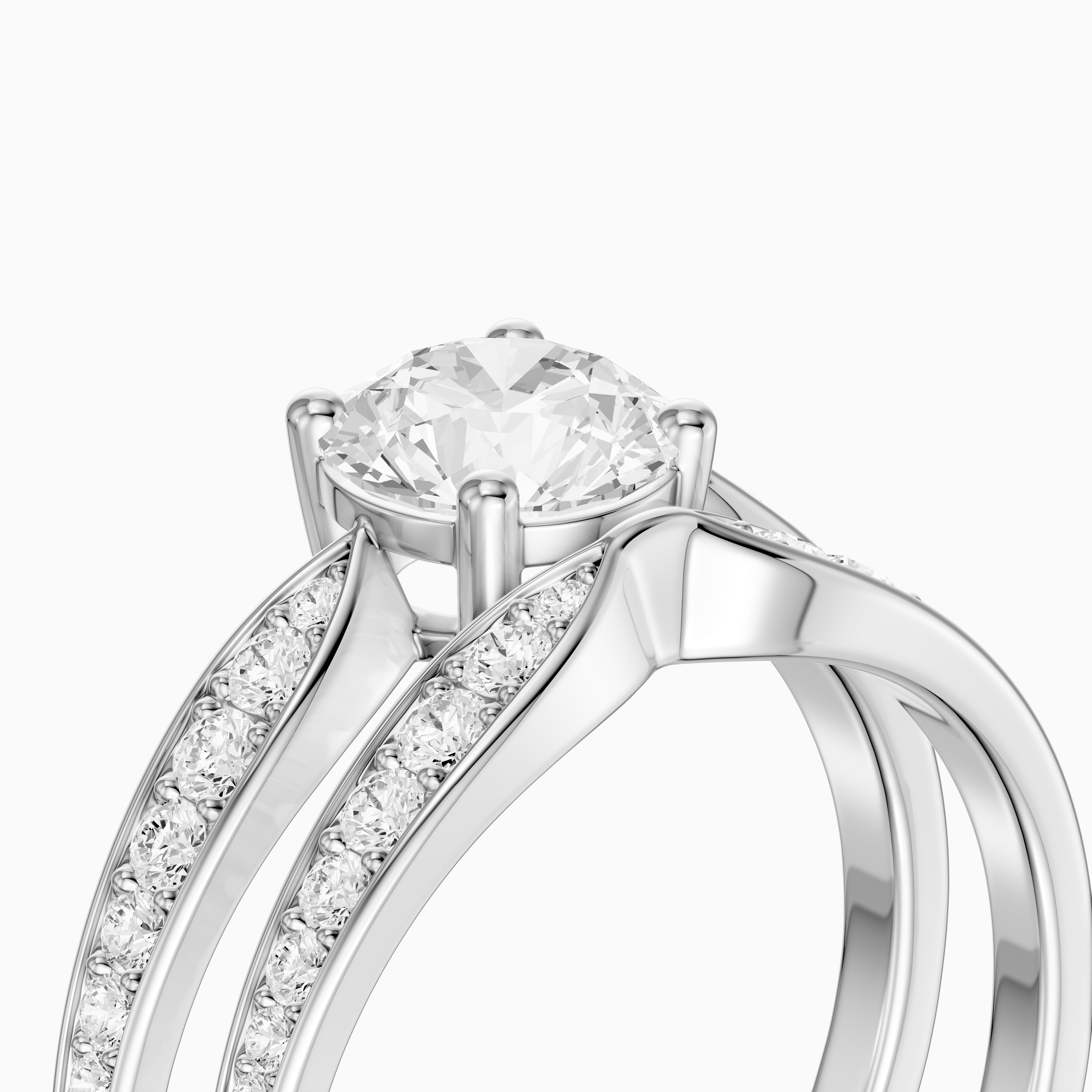 Naomi Round Lab Grown Diamond Graduated Pave Bridal Set