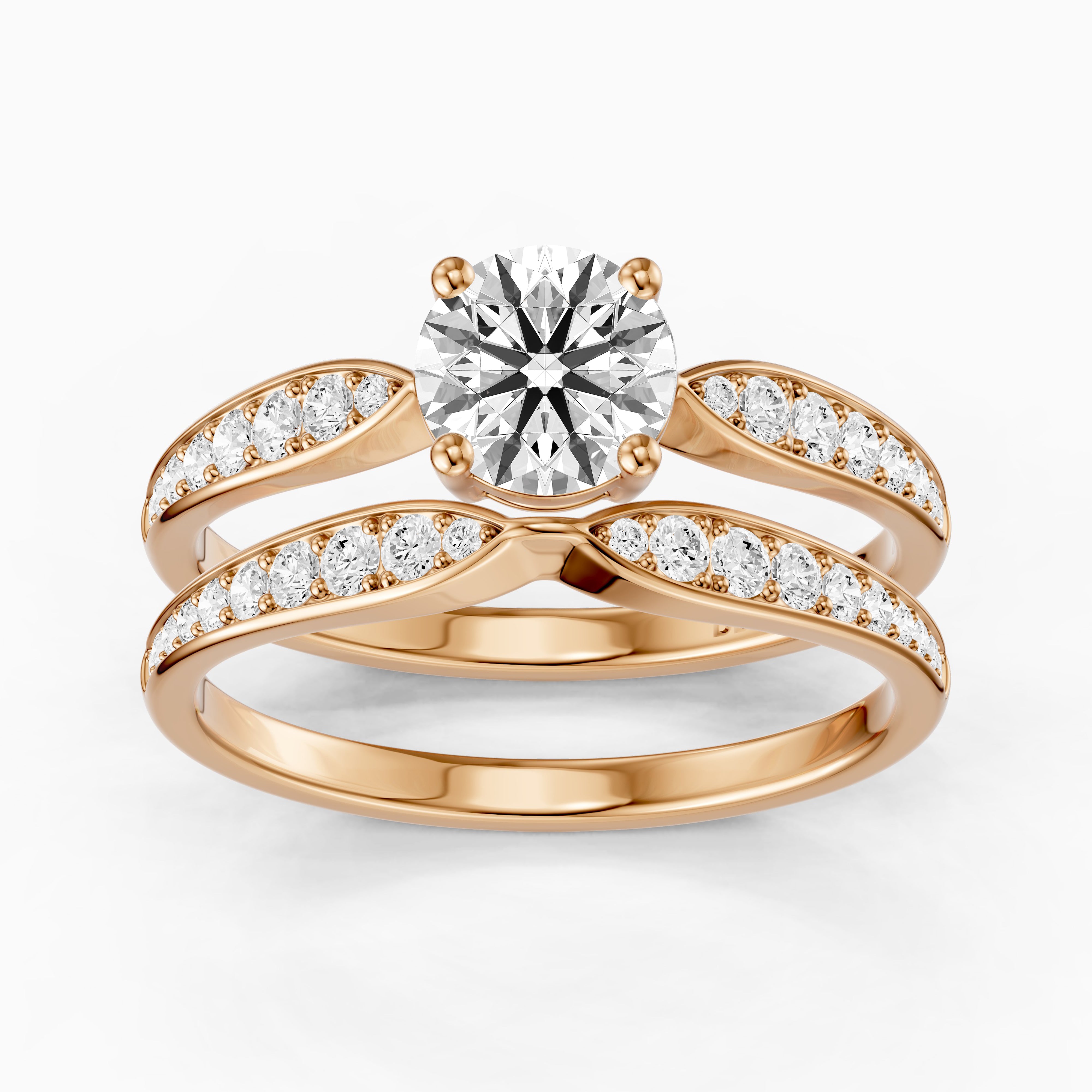 Naomi Round Lab Grown Diamond Graduated Pave Bridal Set