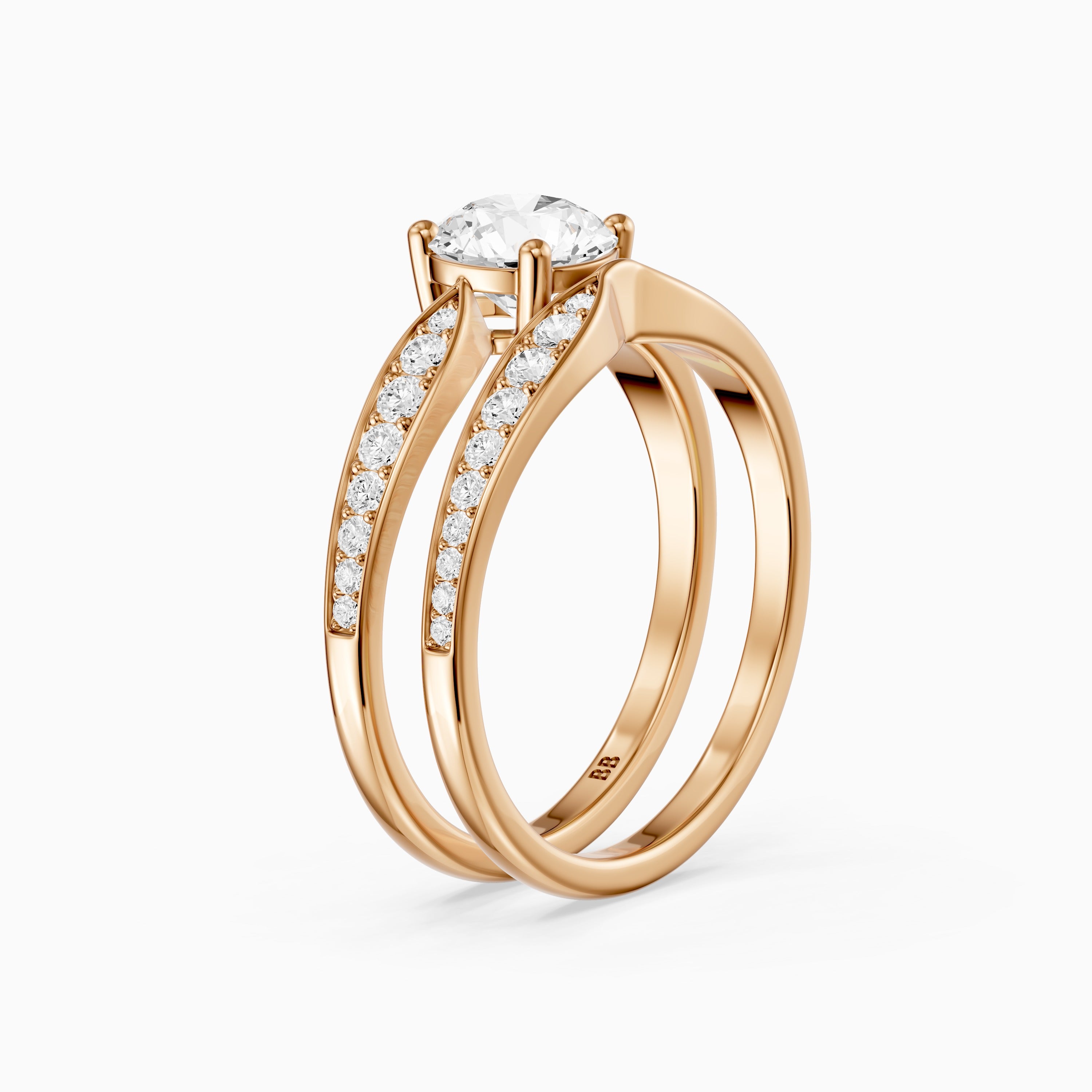 Naomi Round Lab Grown Diamond Graduated Pave Bridal Set