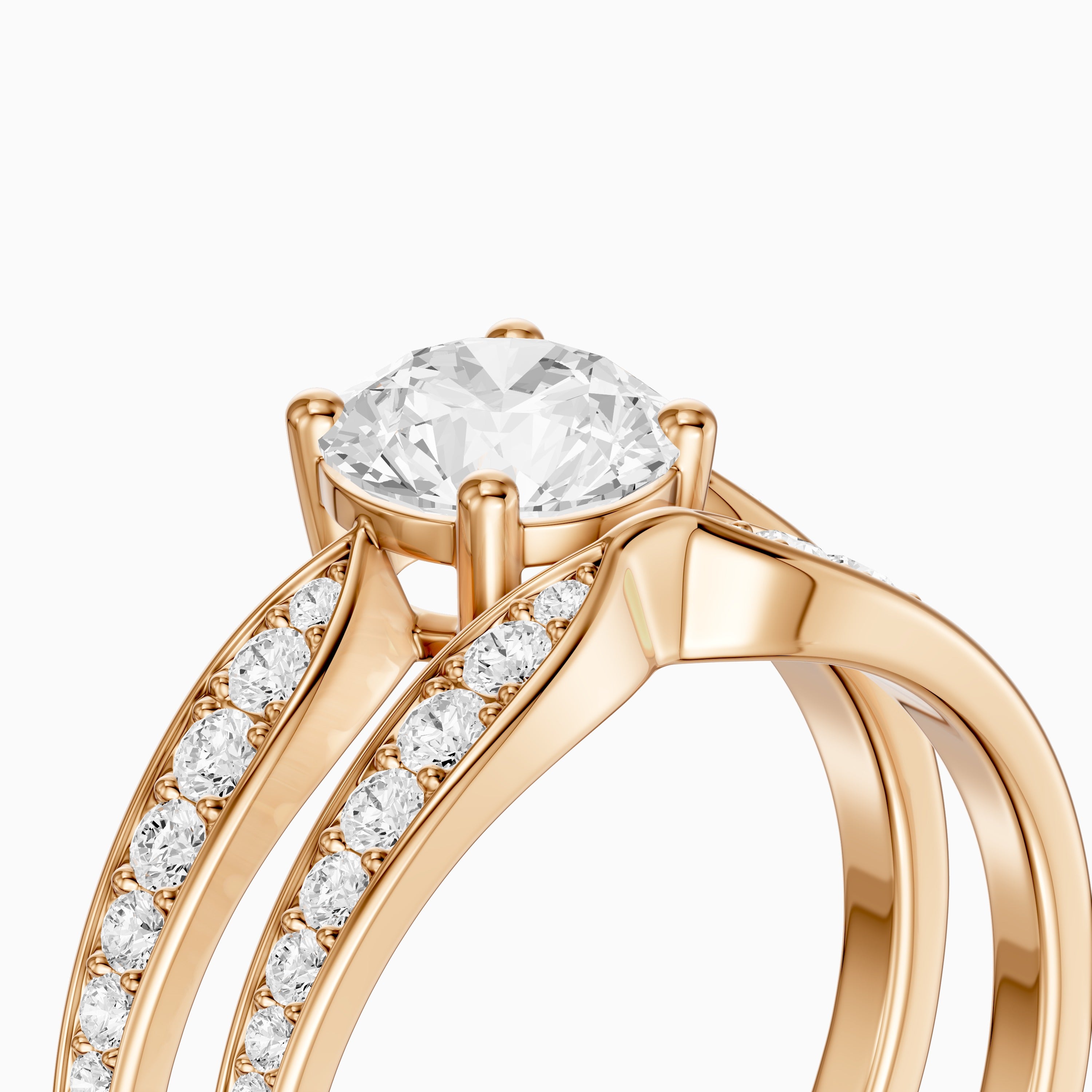 Naomi Round Lab Grown Diamond Graduated Pave Bridal Set