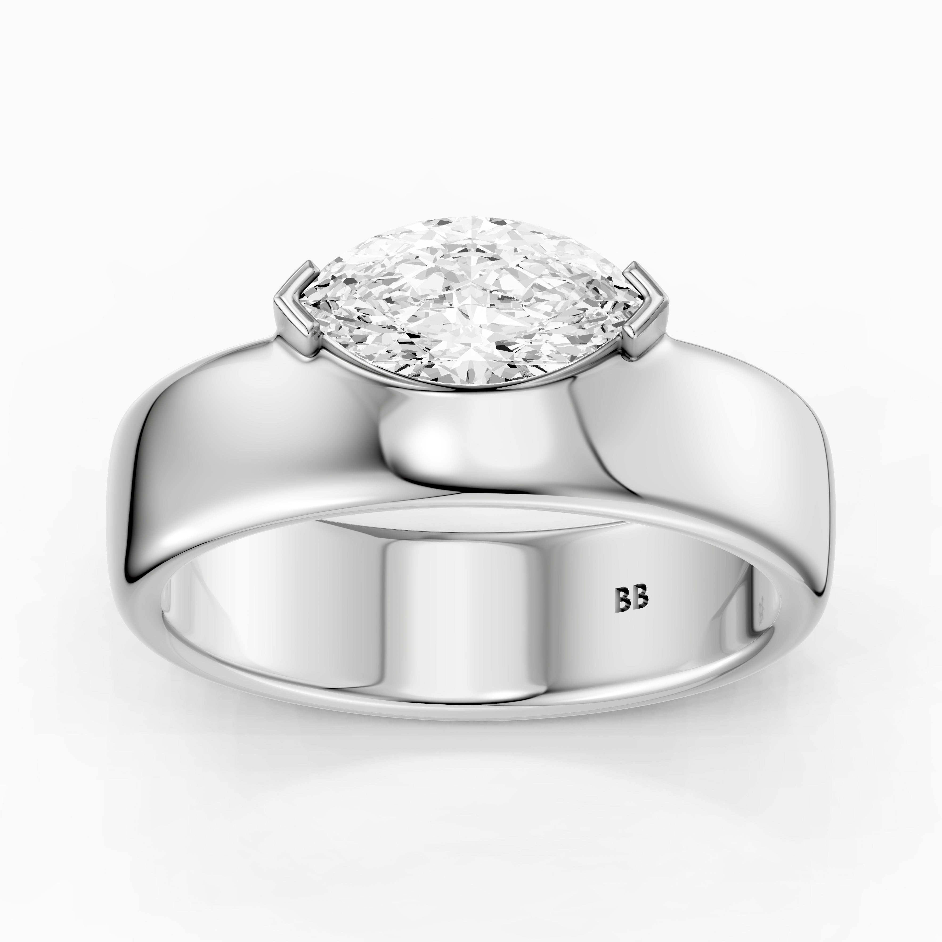 Rossella Marquise Cut Lab Diamond Solitaire Cigar Band