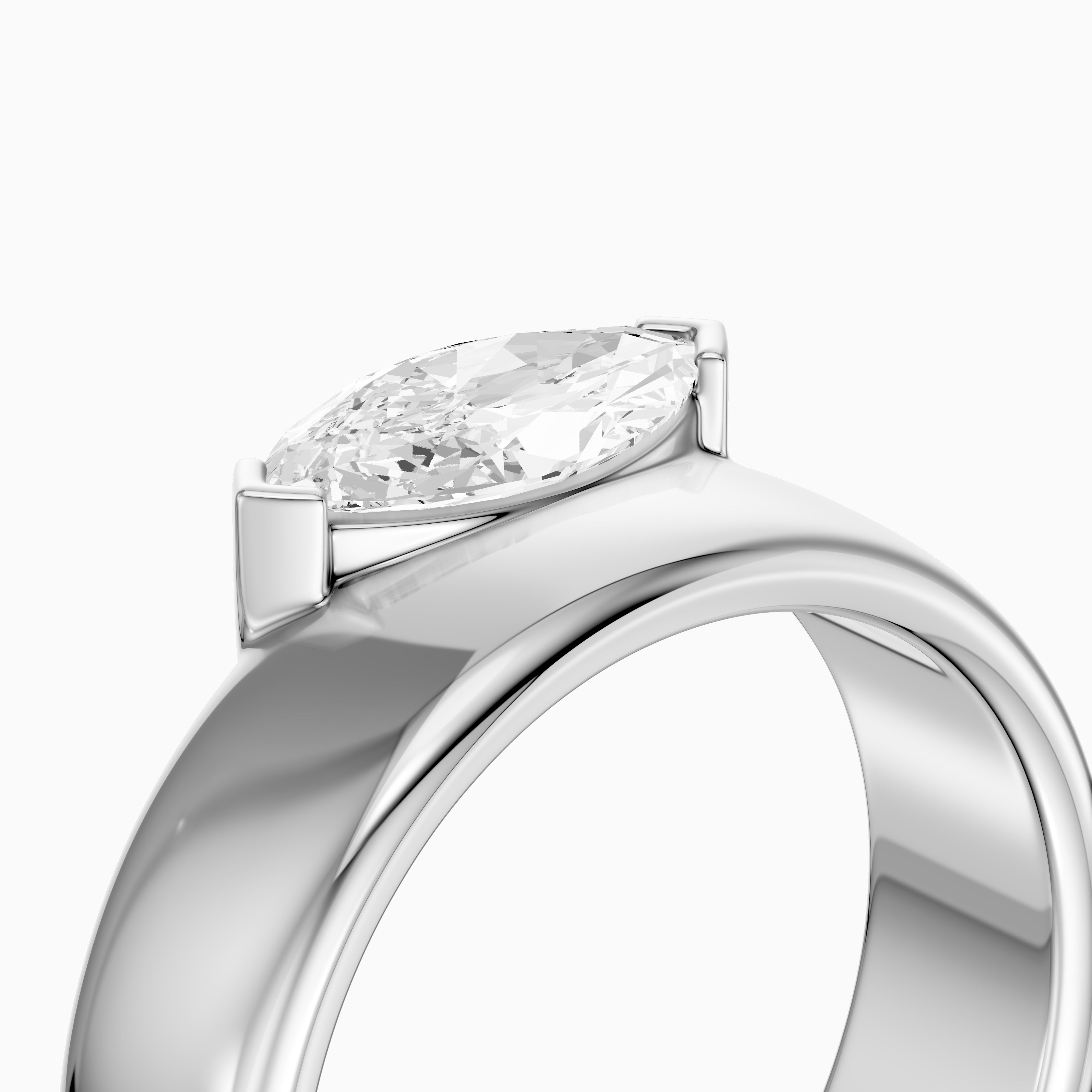 Rossella Marquise Cut Lab Diamond Solitaire Cigar Band