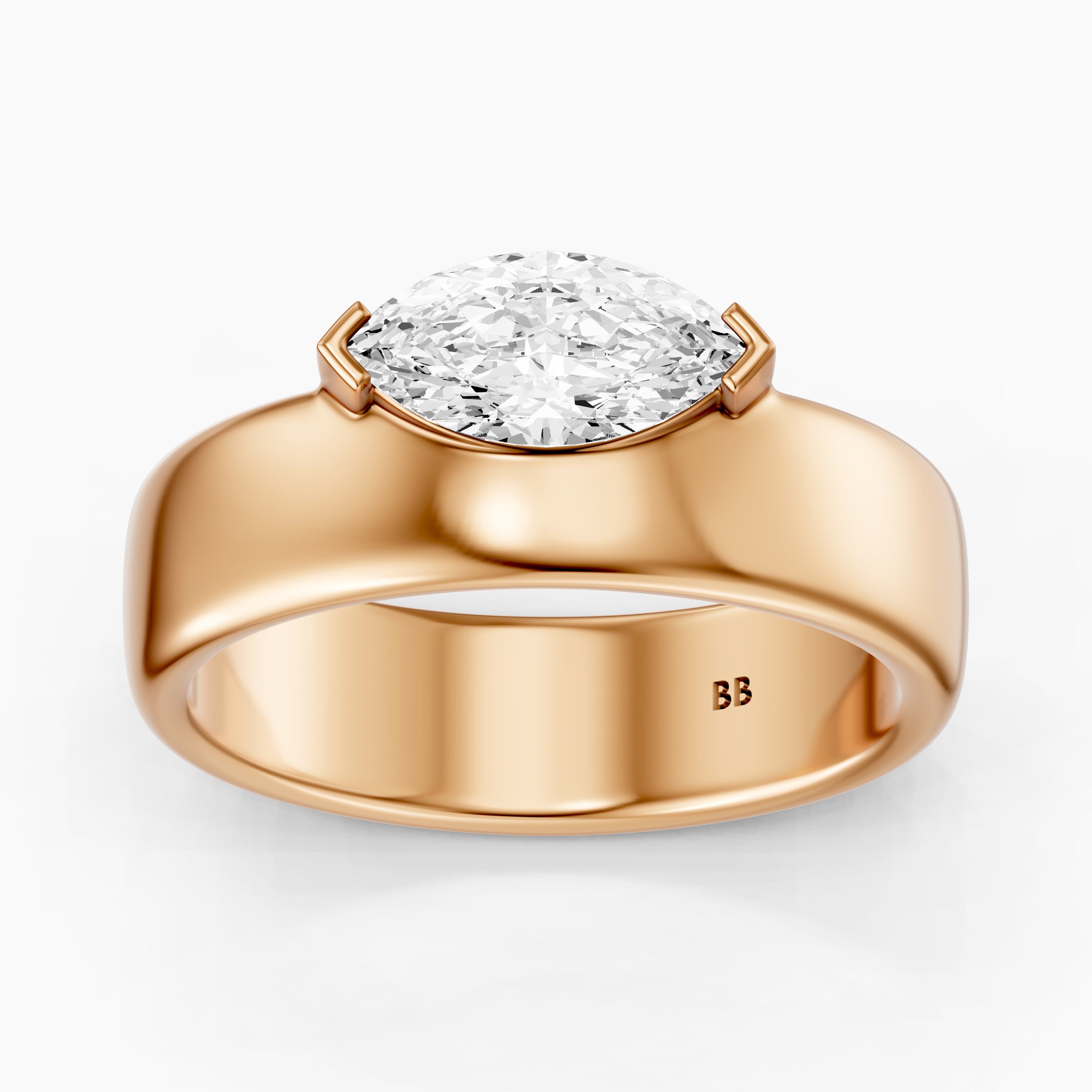 Rossella Marquise Cut Lab Diamond Solitaire Cigar Band
