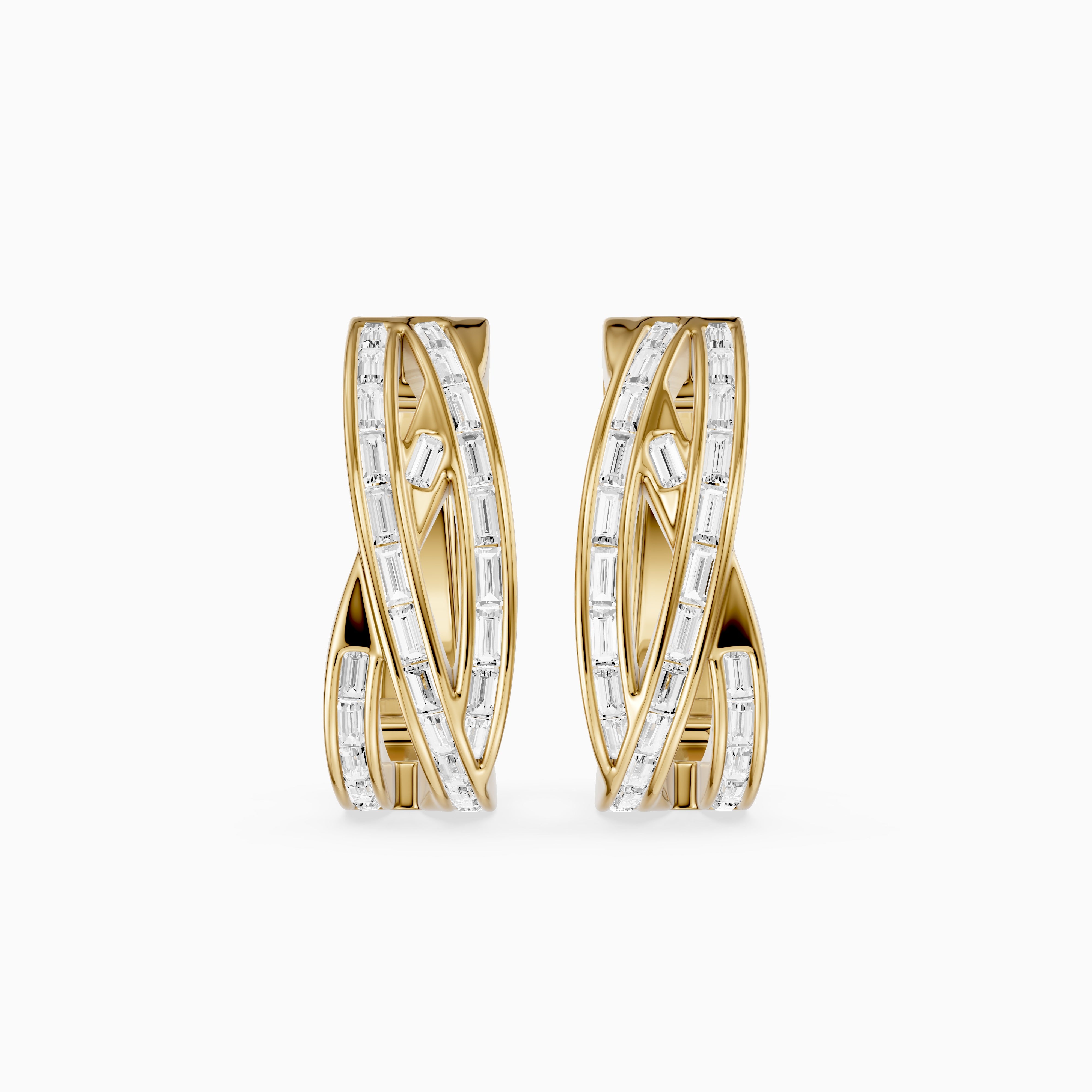 Liliana Baguette Lab Grown Diamond Crossover Hoop Earrings