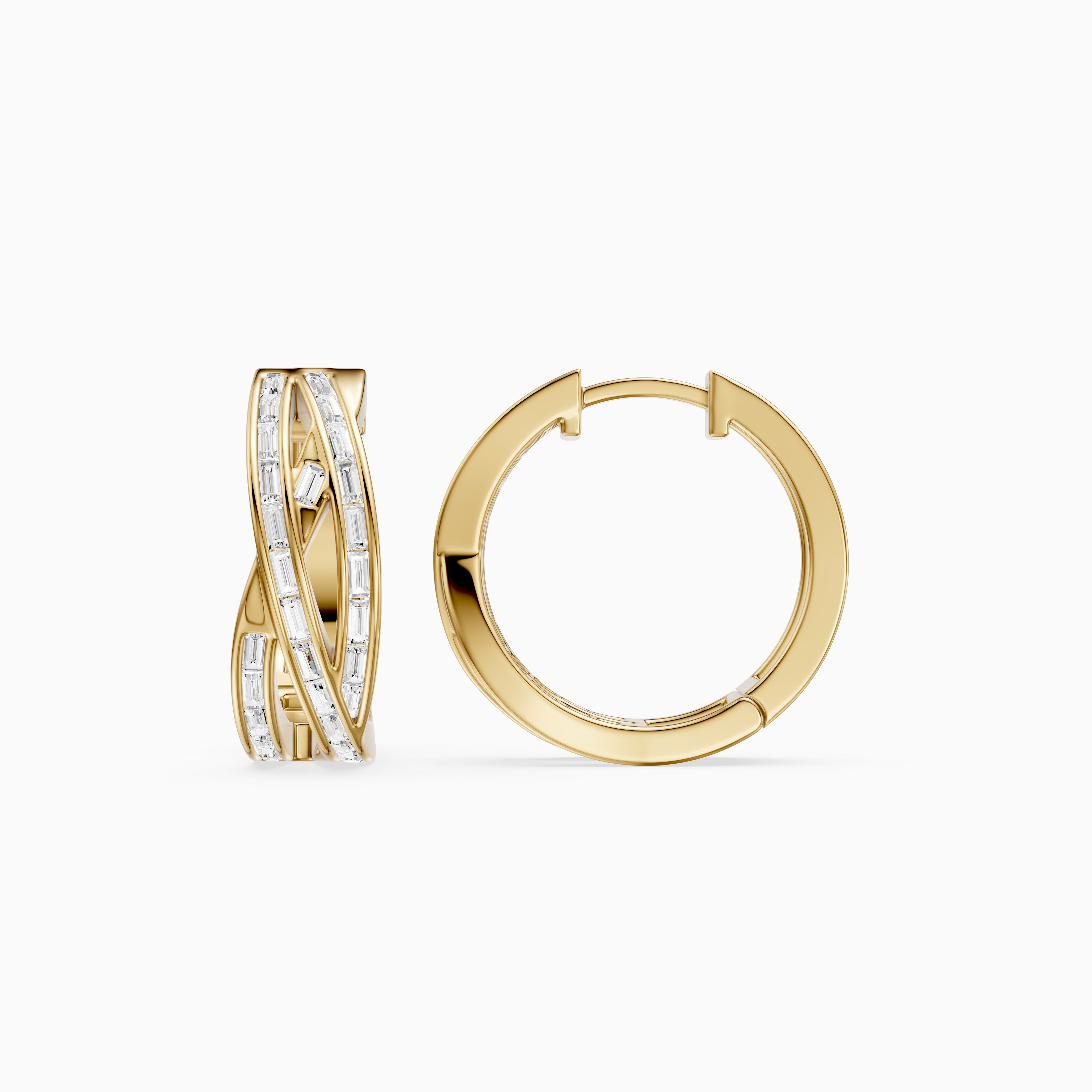 Liliana Baguette Lab Grown Diamond Crossover Hoop Earrings