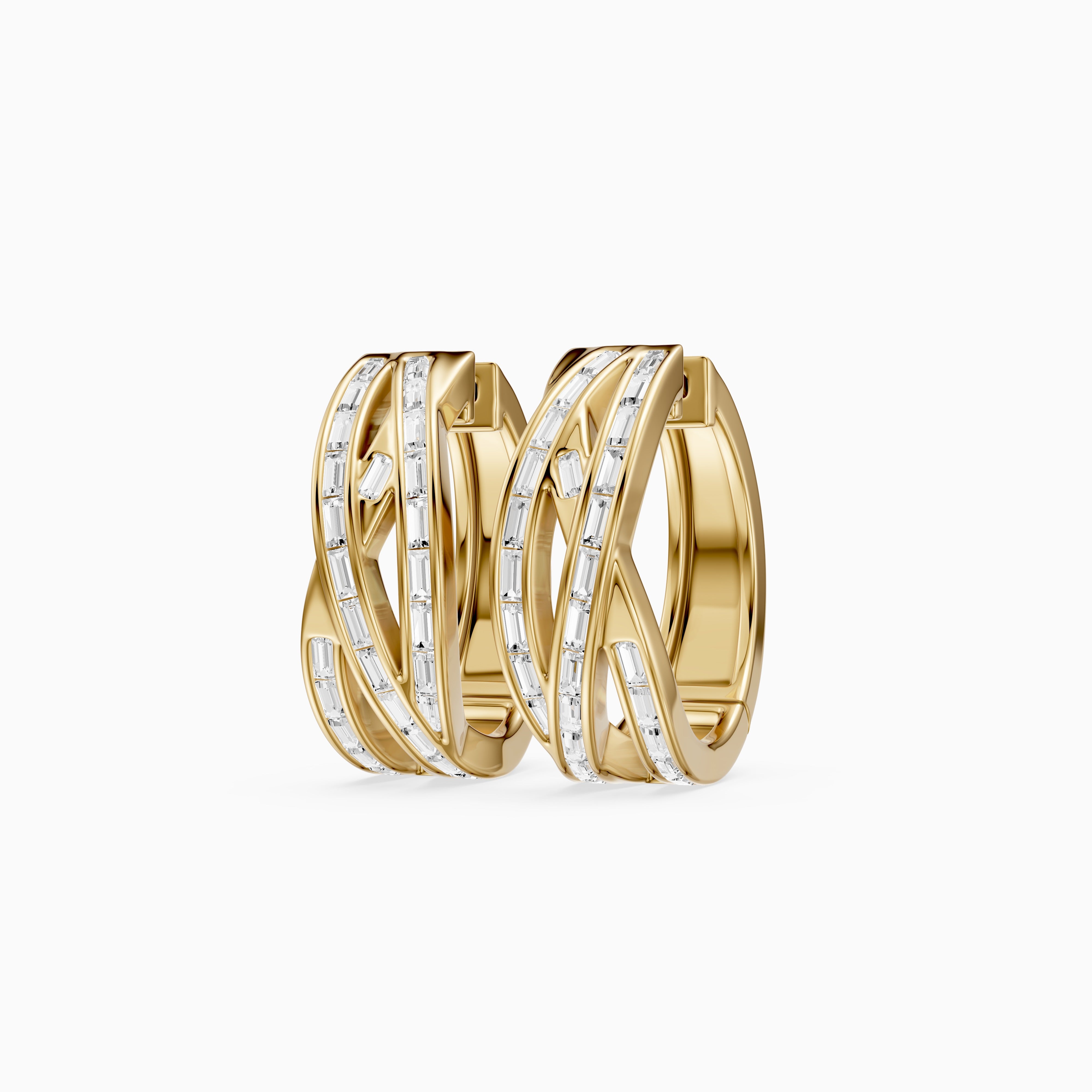 Liliana Baguette Lab Grown Diamond Crossover Hoop Earrings