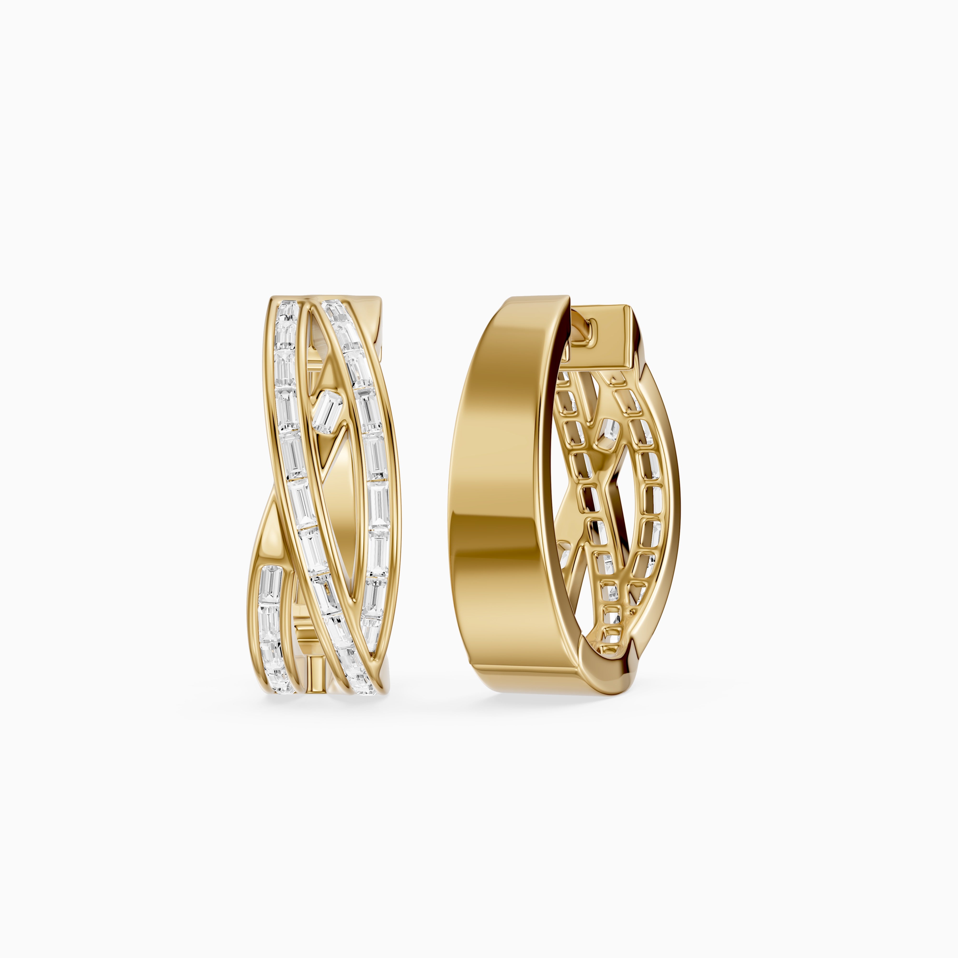 Liliana Baguette Lab Grown Diamond Crossover Hoop Earrings