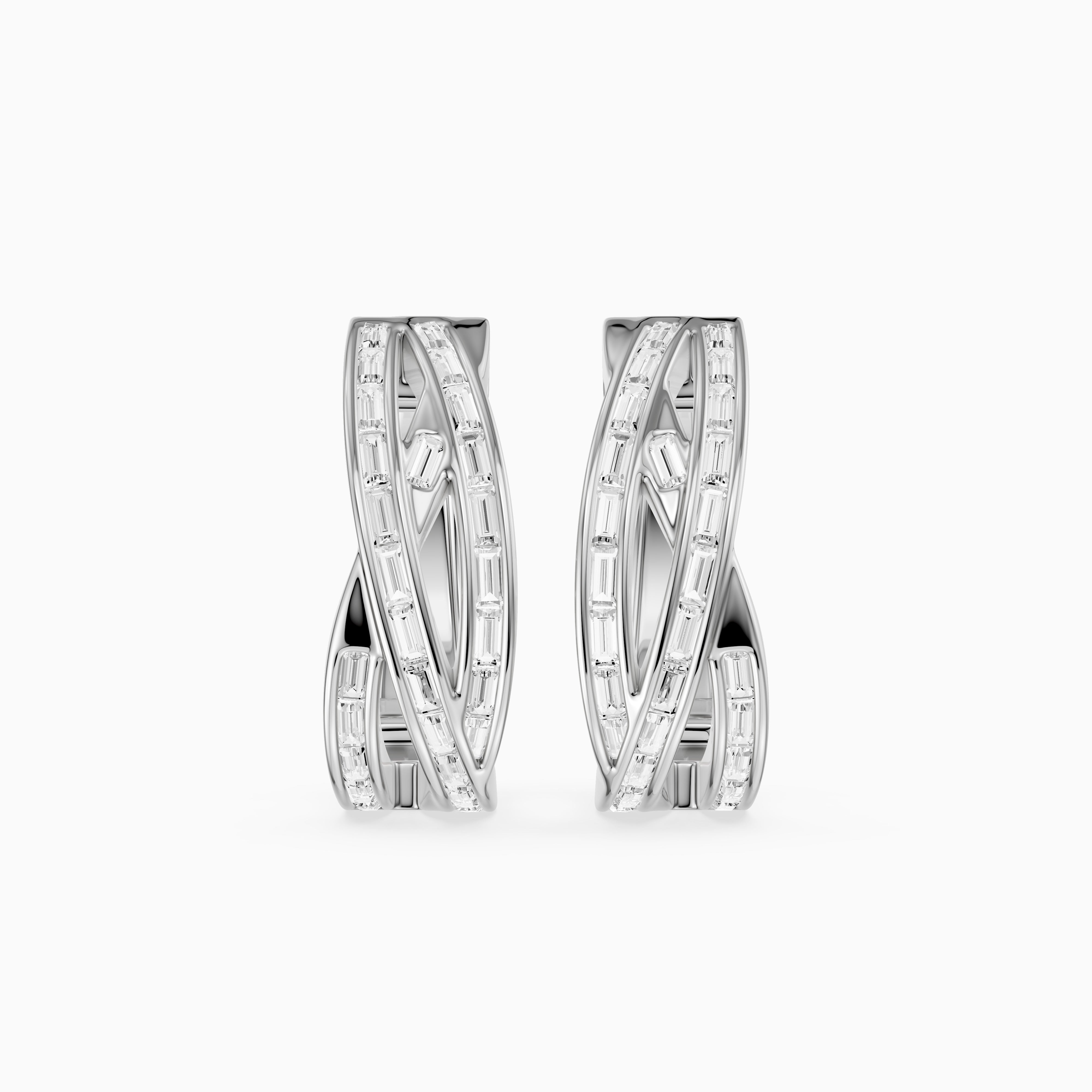 Liliana Baguette Lab Grown Diamond Crossover Hoop Earrings