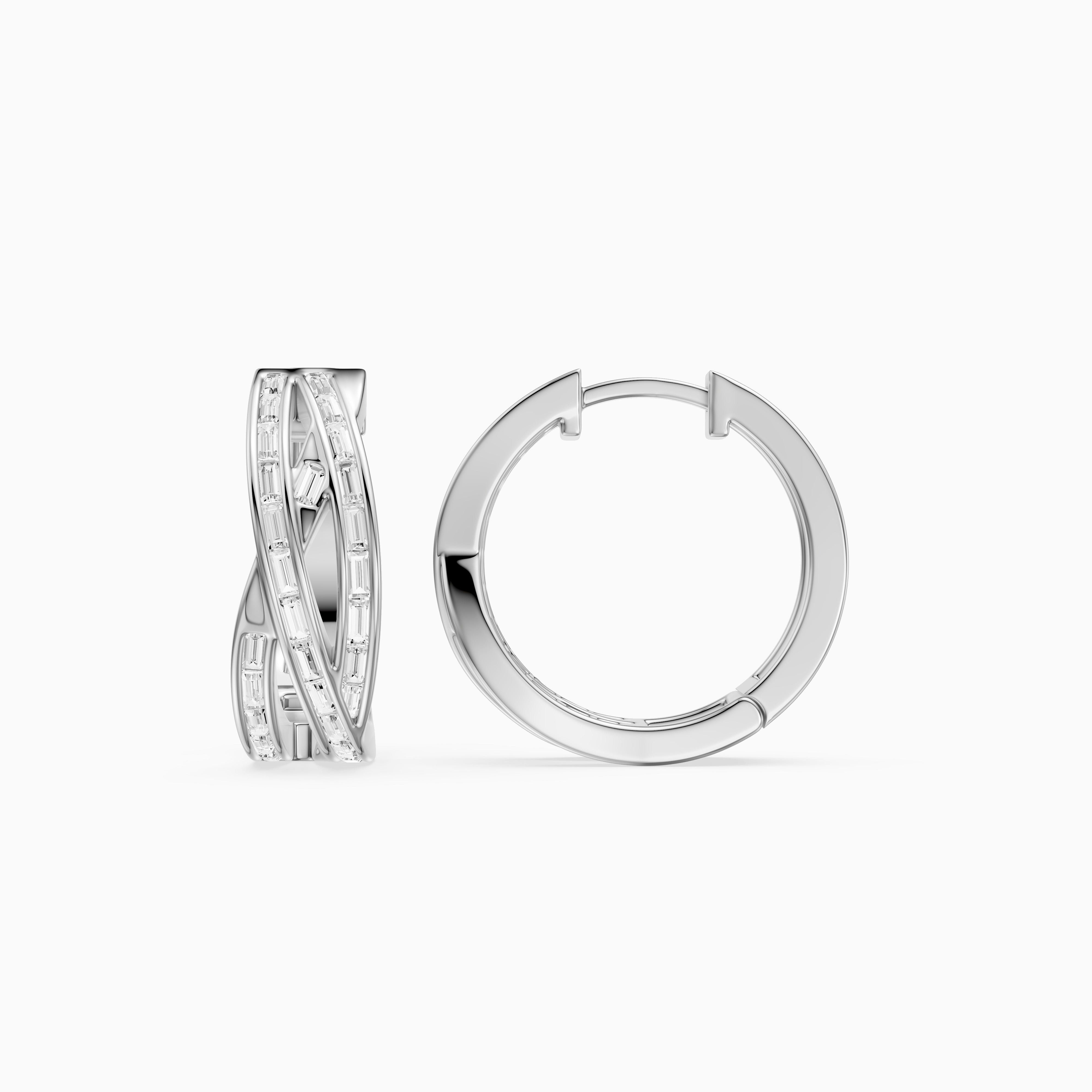 Liliana Baguette Lab Grown Diamond Crossover Hoop Earrings