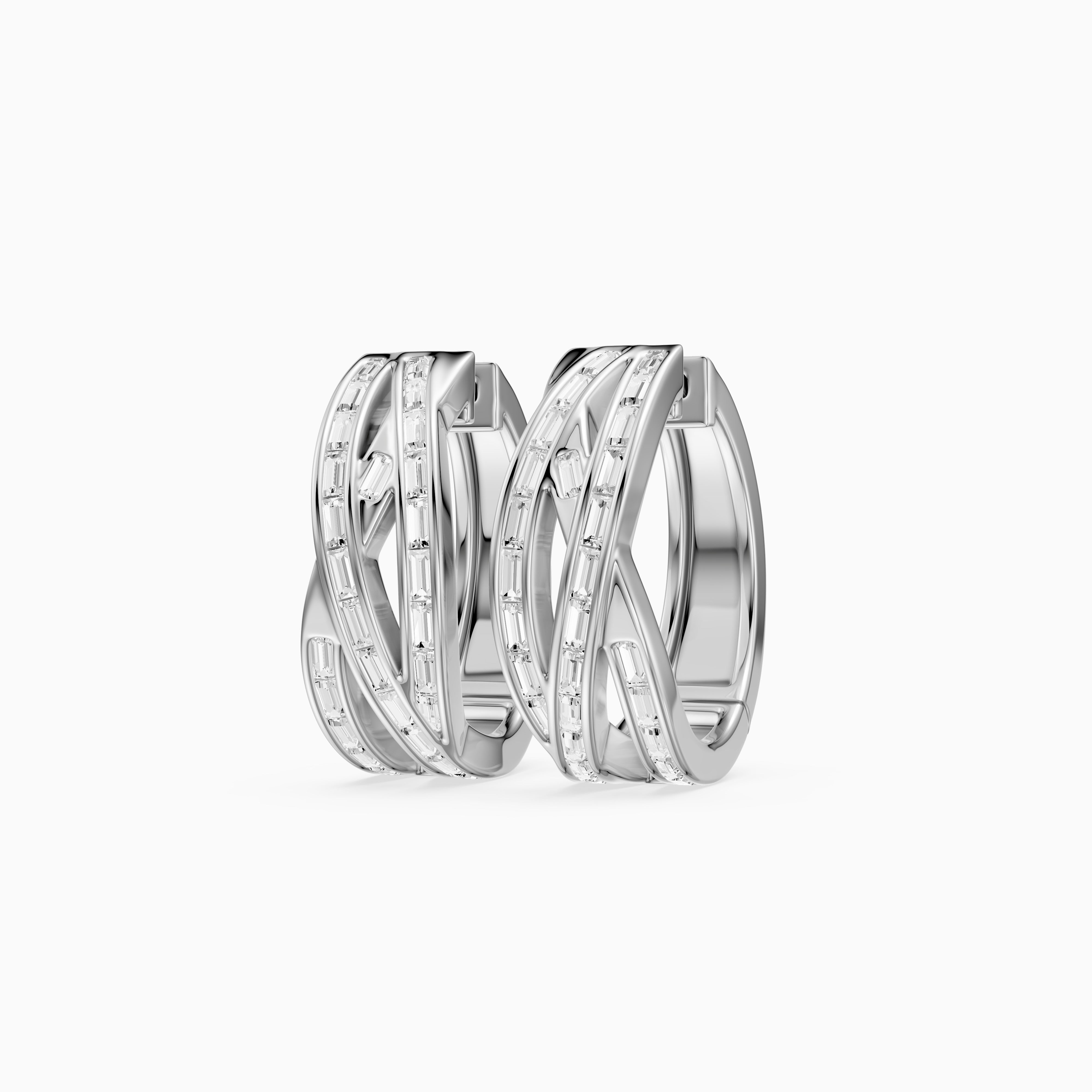 Liliana Baguette Lab Grown Diamond Crossover Hoop Earrings